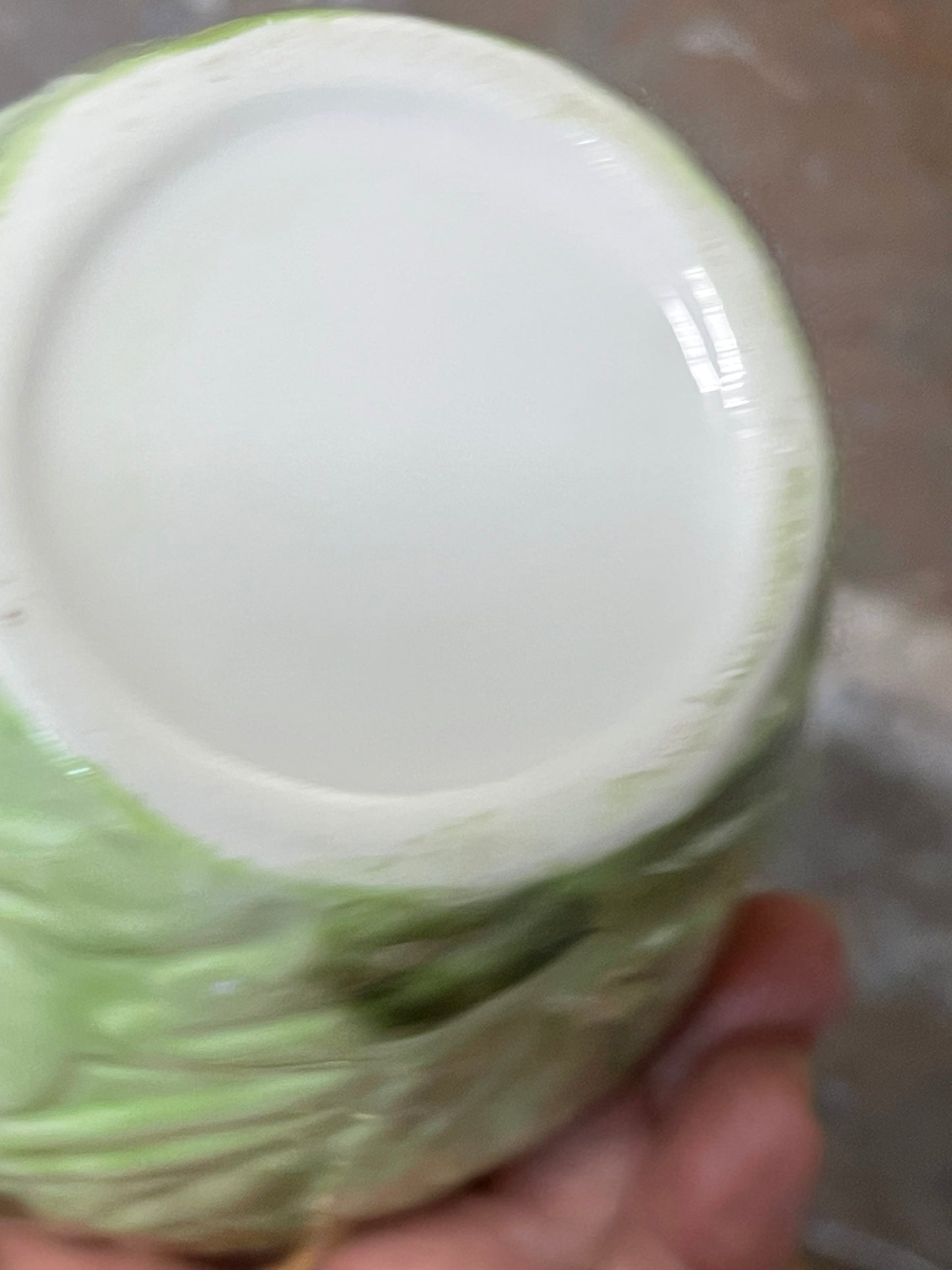Vintage Hand-Painted Green Leaf and Floral Vase