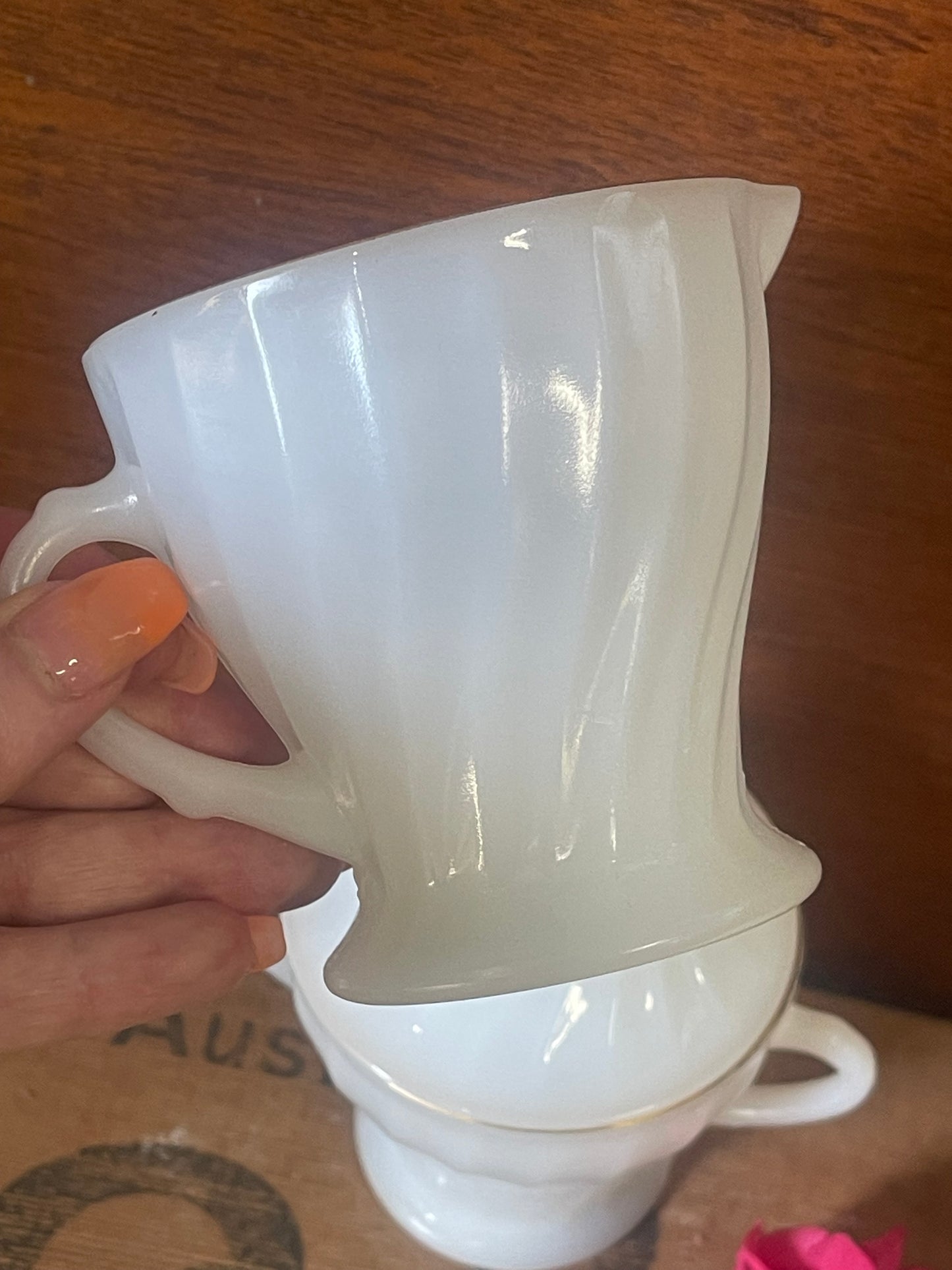 Vintage ANCHOR & HOCKING (USA) MILK GLASS Milk Jug & Sugar Bowl