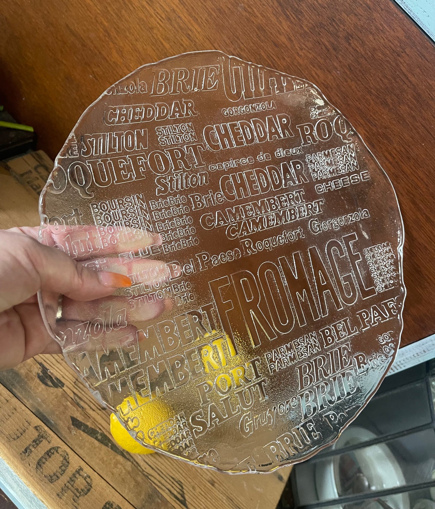 Vintage Glass Cheese Plate by Royal Krona Sweden, Designed by Bengt Edenfalk