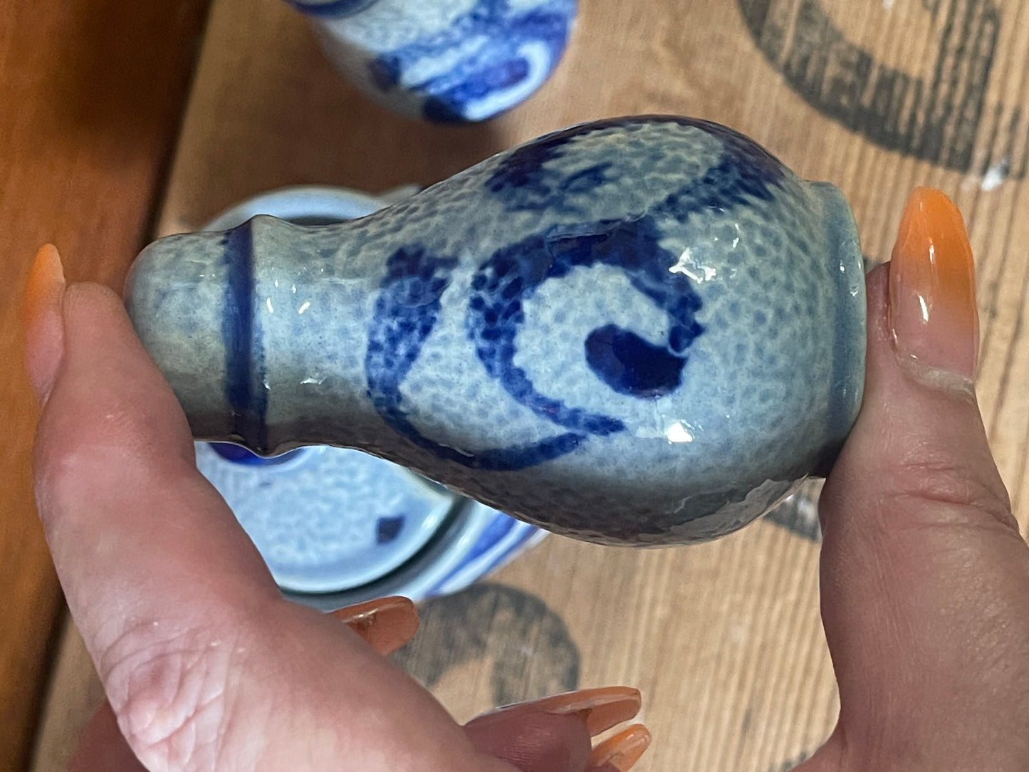 Cobalt Blue Salt Glaze Indigo Grey Dutch Stoneware Spice set with Salt and Pepper Shakers and Mustard Pot
