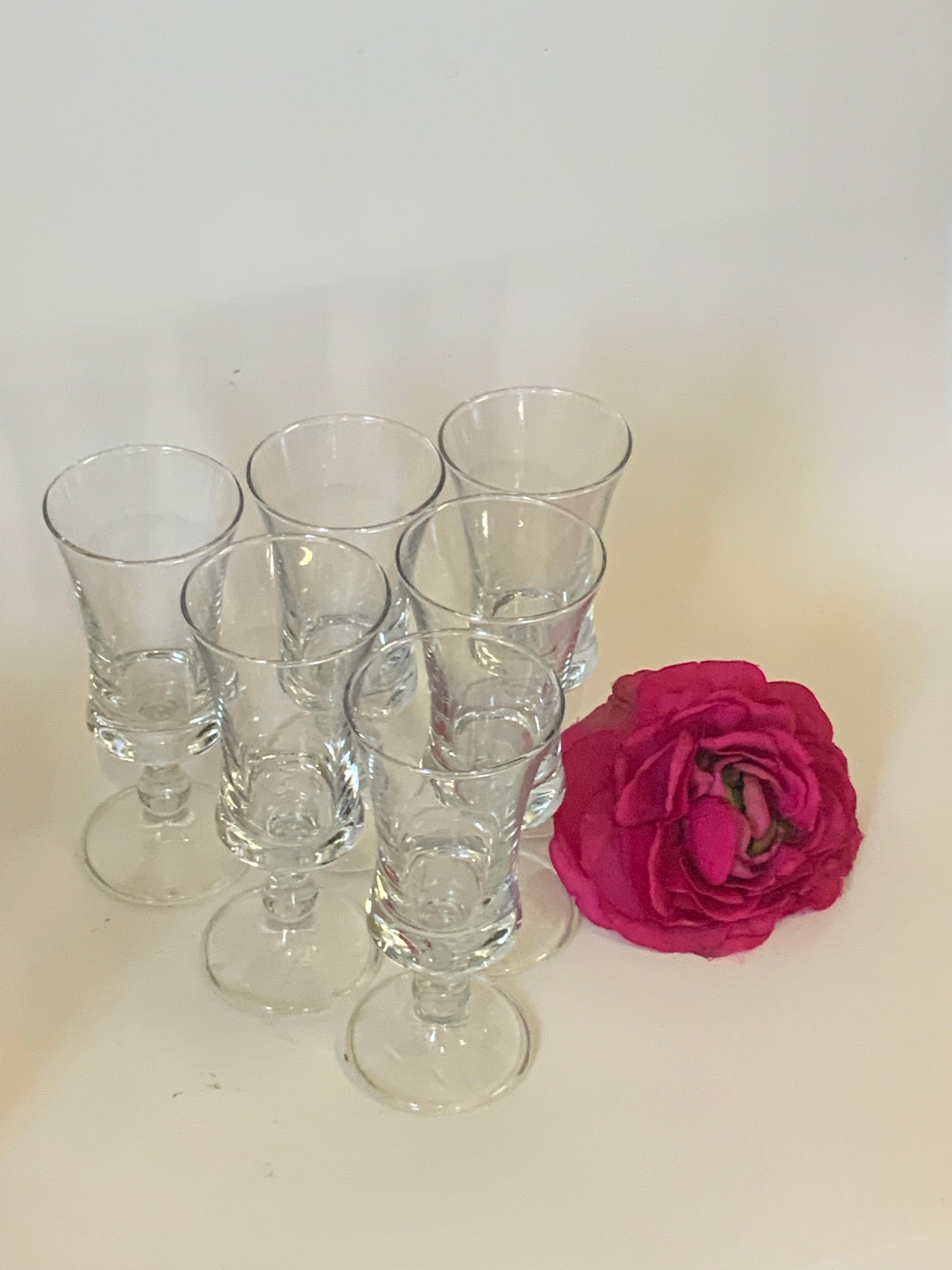 Vintage mid century Aperitif/Shot glasses Set of 6, Square shape. Danish style.