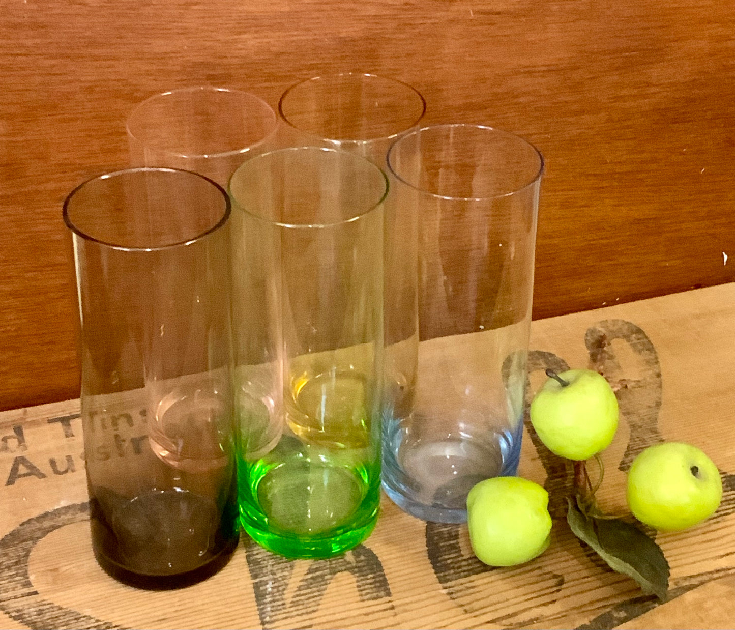 Vintage mid century harlequin high ball tumblers set of five