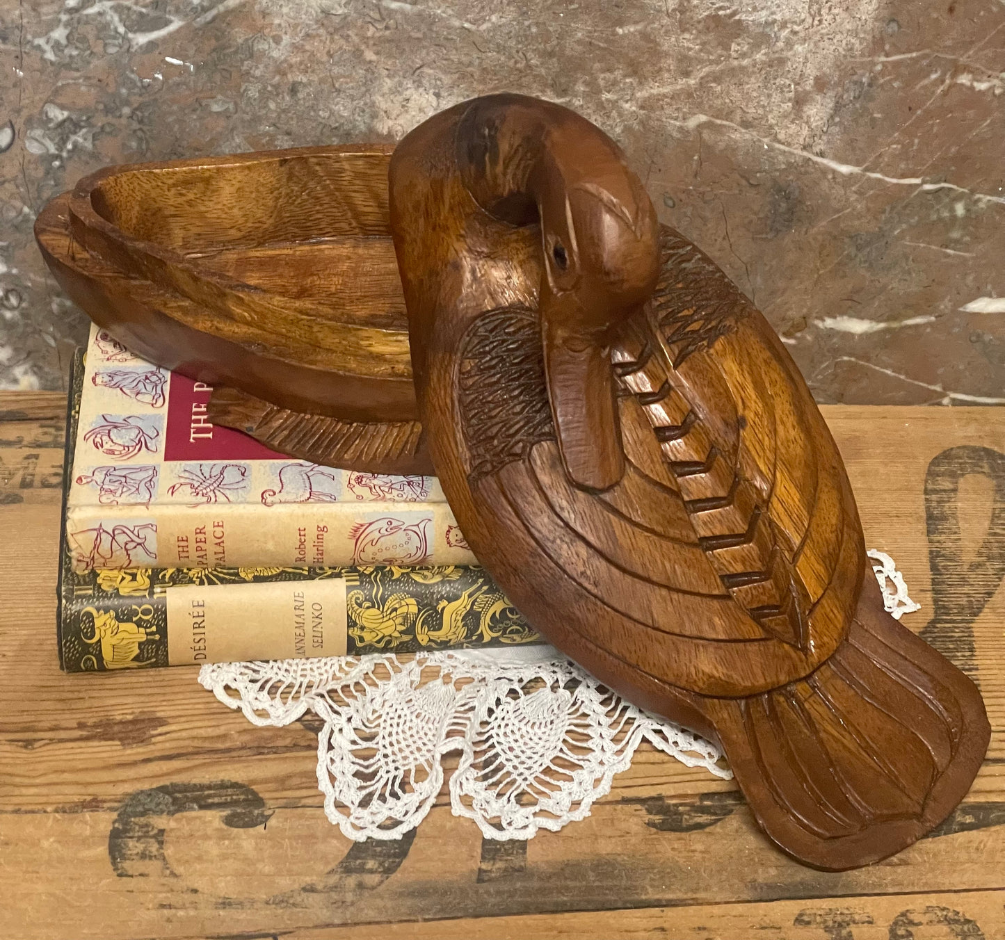 Hand-Carved Timber Duck Trinket Box