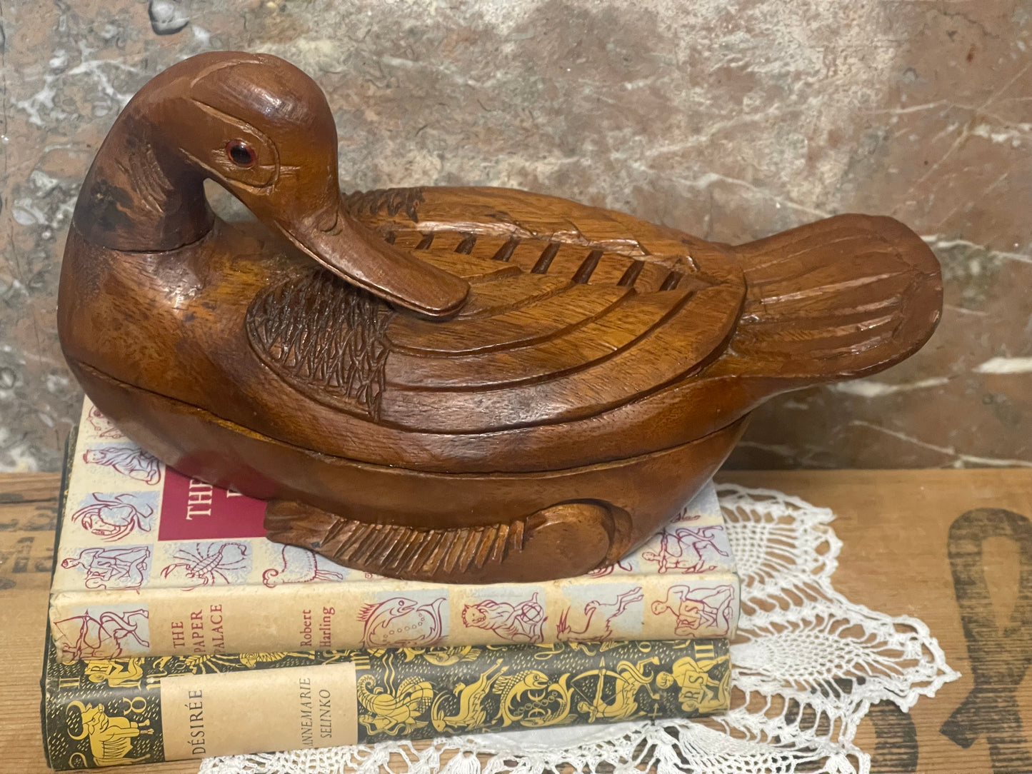 Hand-Carved Timber Duck Trinket Box