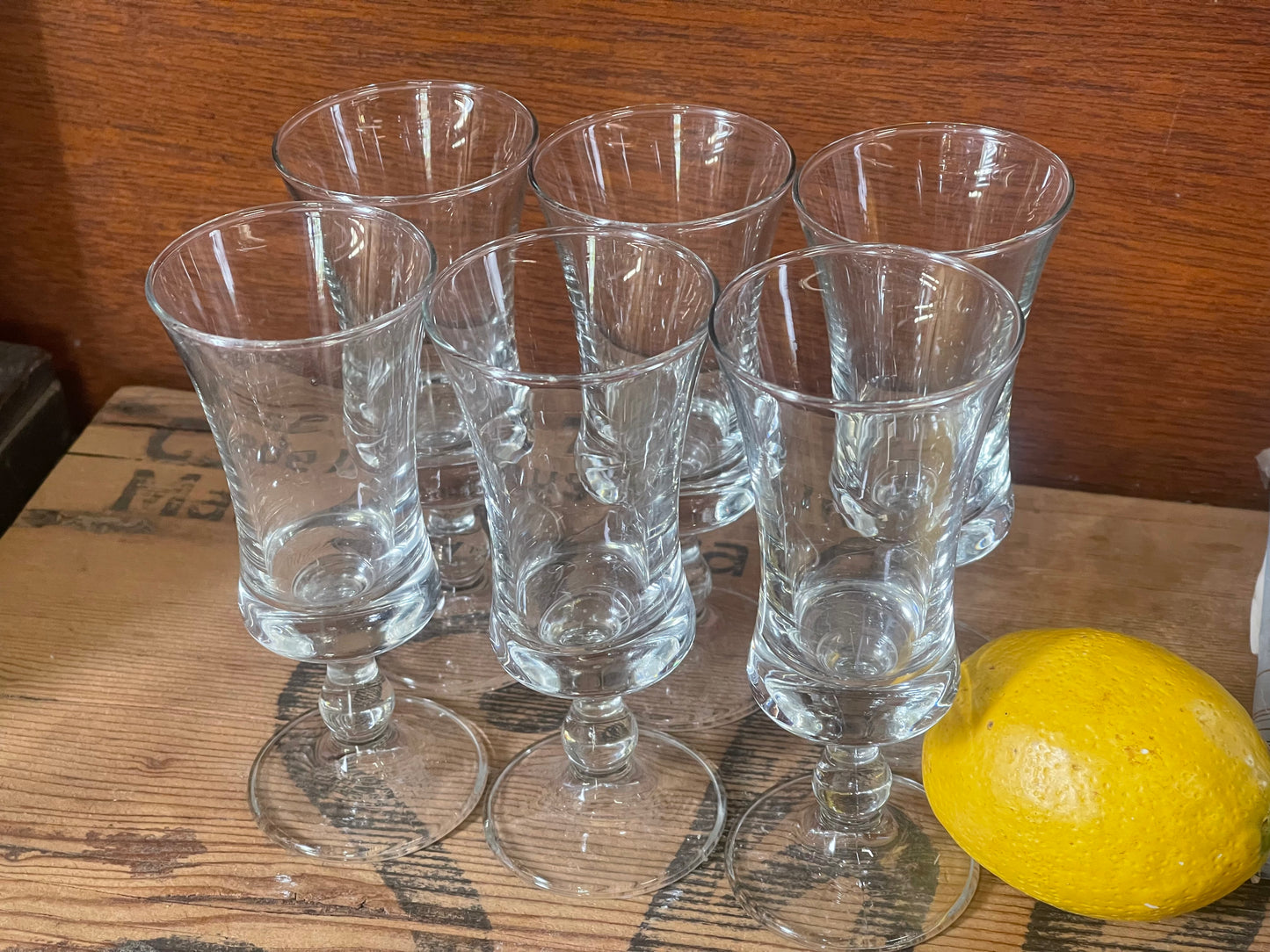 Vintage mid century Aperitif/Shot glasses Set of 6, Square shape. Danish style.