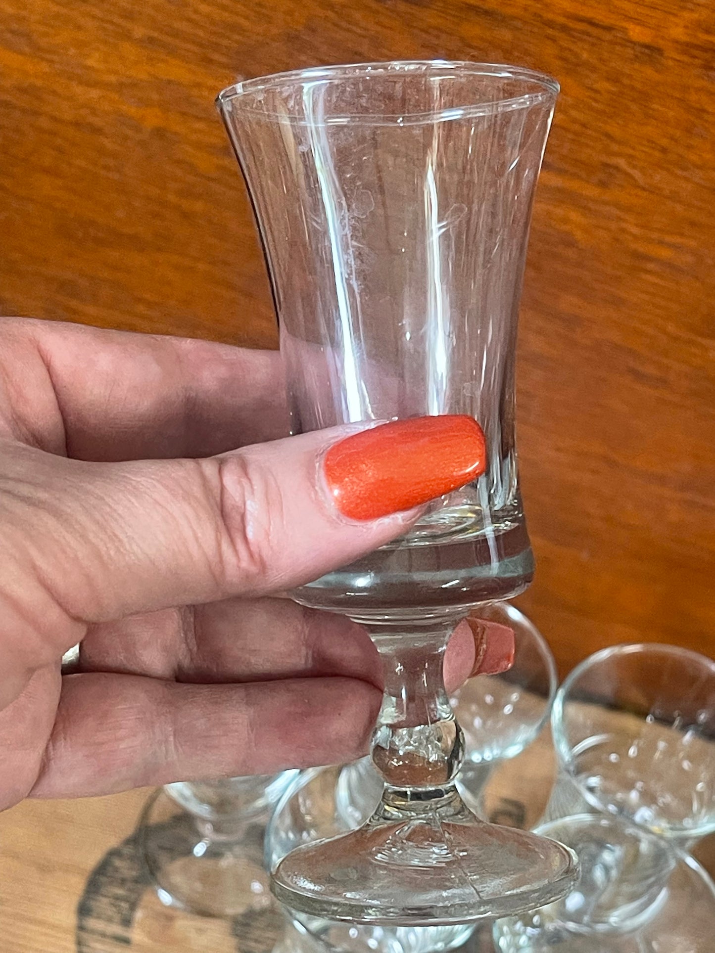 Vintage mid century Aperitif/Shot glasses Set of 6, Square shape. Danish style.
