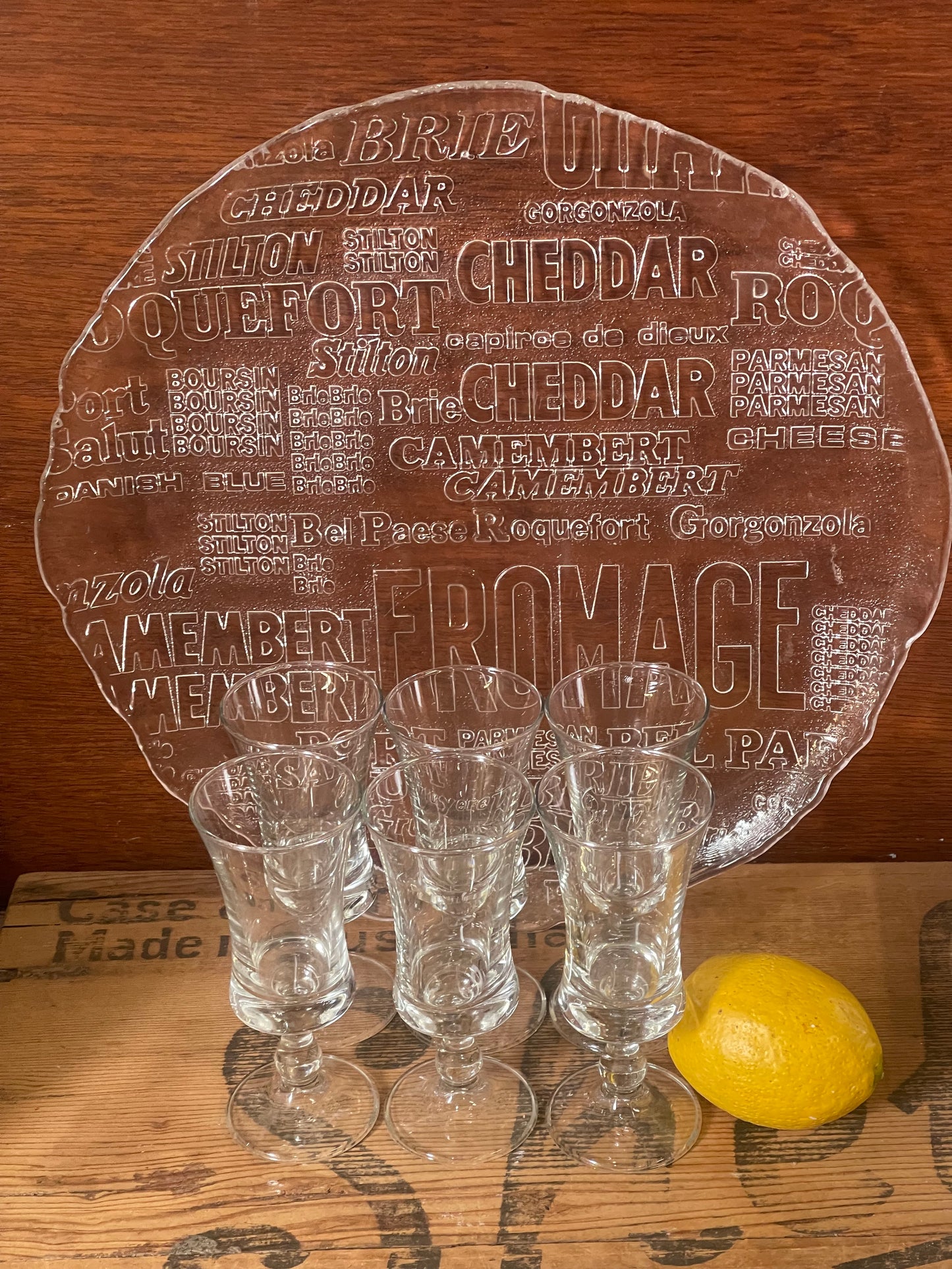 Vintage mid century Aperitif/Shot glasses Set of 6, Square shape. Danish style.