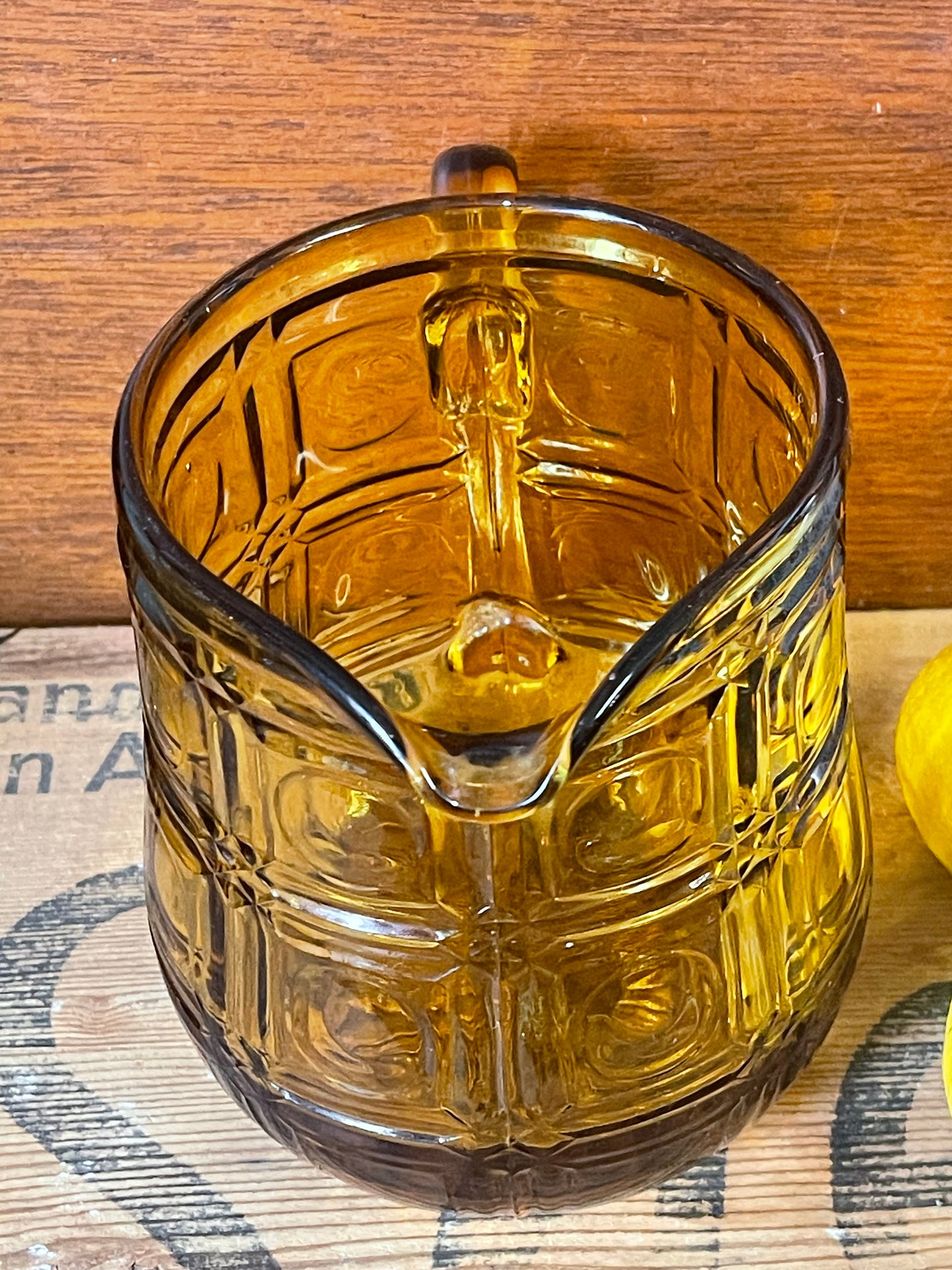 Vintage Australian Amber Depression Glass Jug – Crown Crystal c.1936