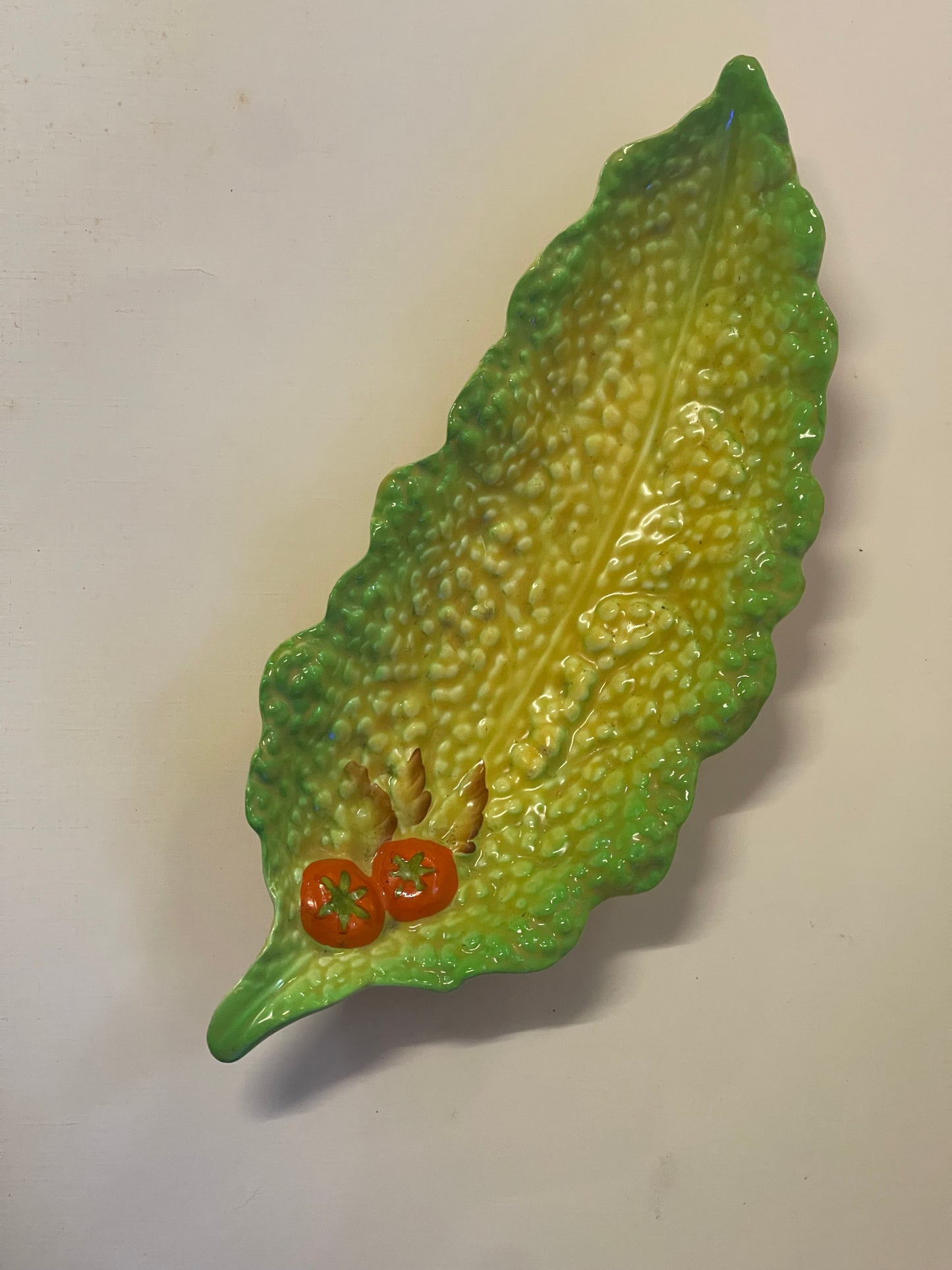 Vintage CARLTON WARE leaf shaped dish with tomato decoration