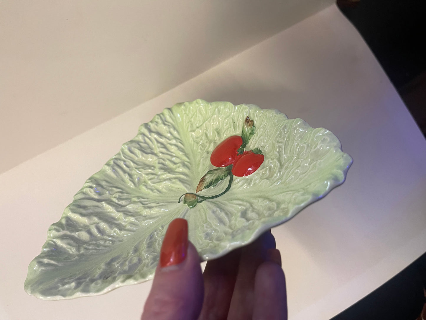 Vintage CARLTON WARE triangle shaped dish with tomato decoration