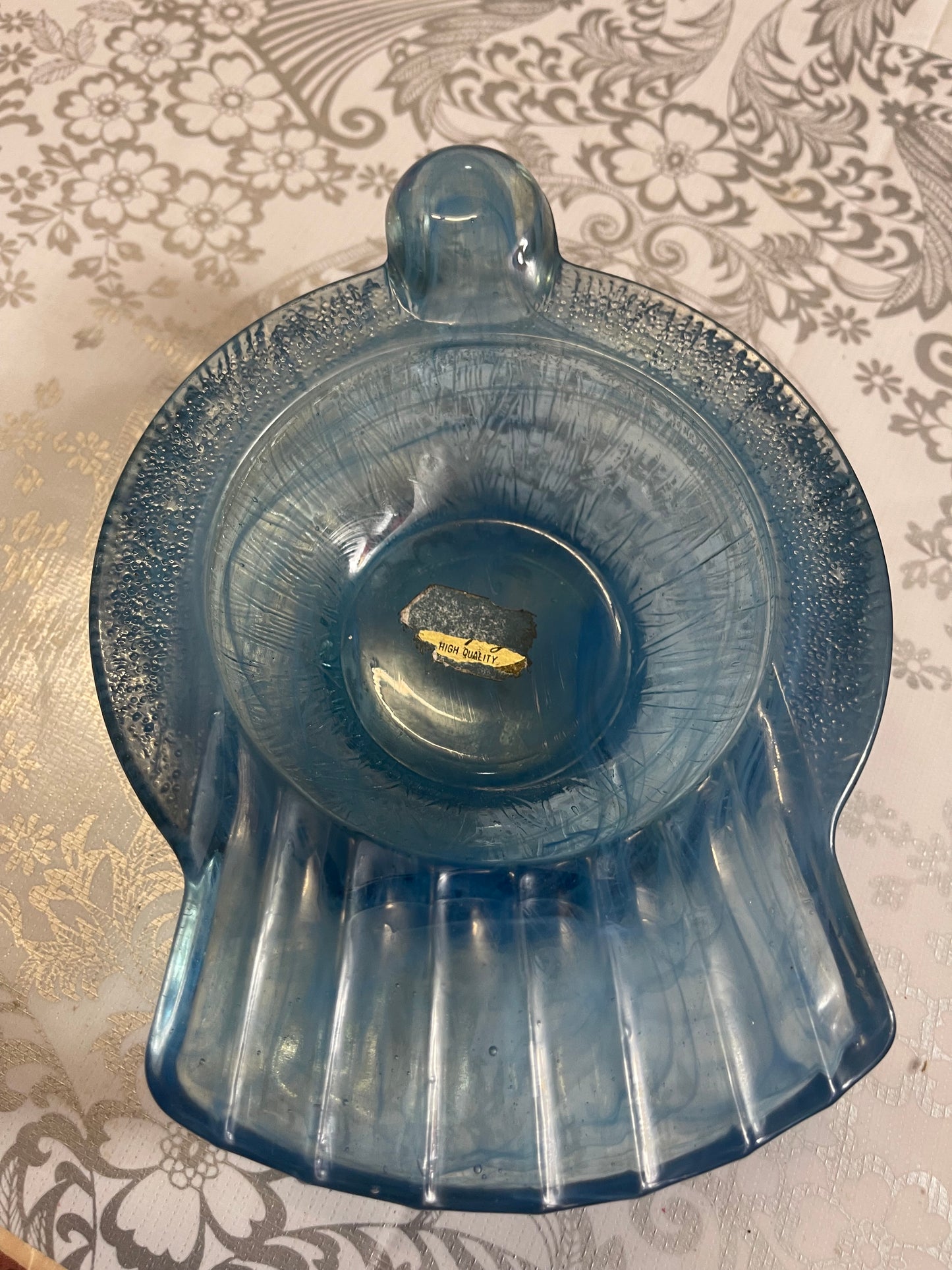 Mid Century Blue Cloud Glass Glass Decorative Bird Ashtray or Bowl