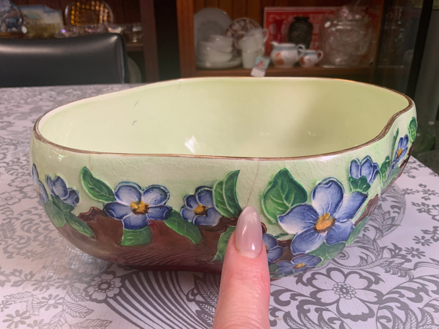 Vintage 1930s Maling Ware Jardiniere Planter – Purple & Blue Floral