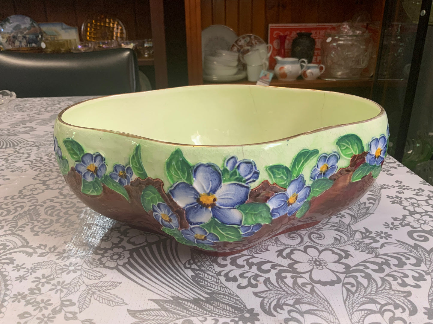 Vintage 1930s Maling Ware Jardiniere Planter – Purple & Blue Floral