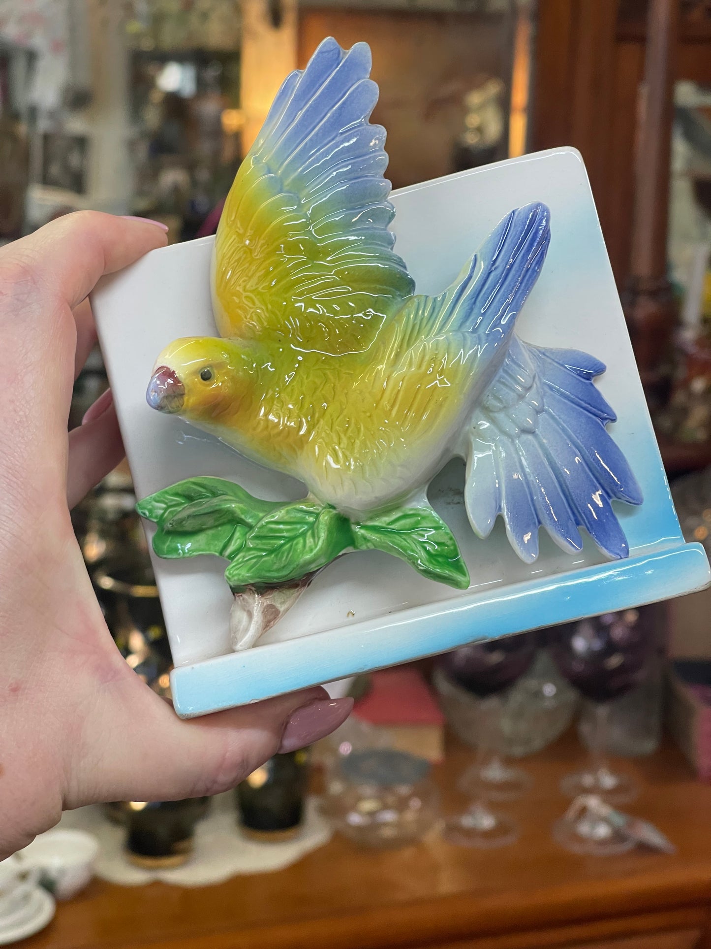 Vintage Bird standing or wall pocket vase c.1950s
