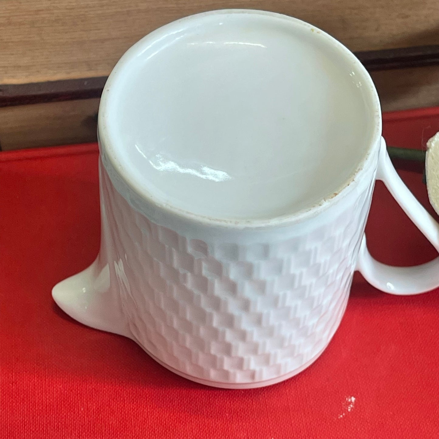 Vintage white basket weave milk jug and sugar bowl by Porcelana Real Brasil