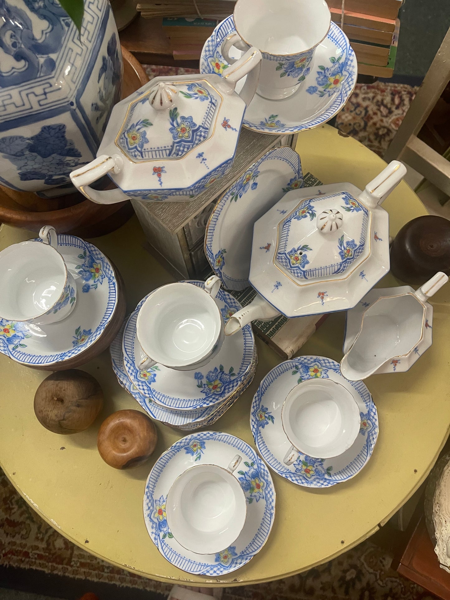 C.1940s Blue and White Teaset for six made in Japan