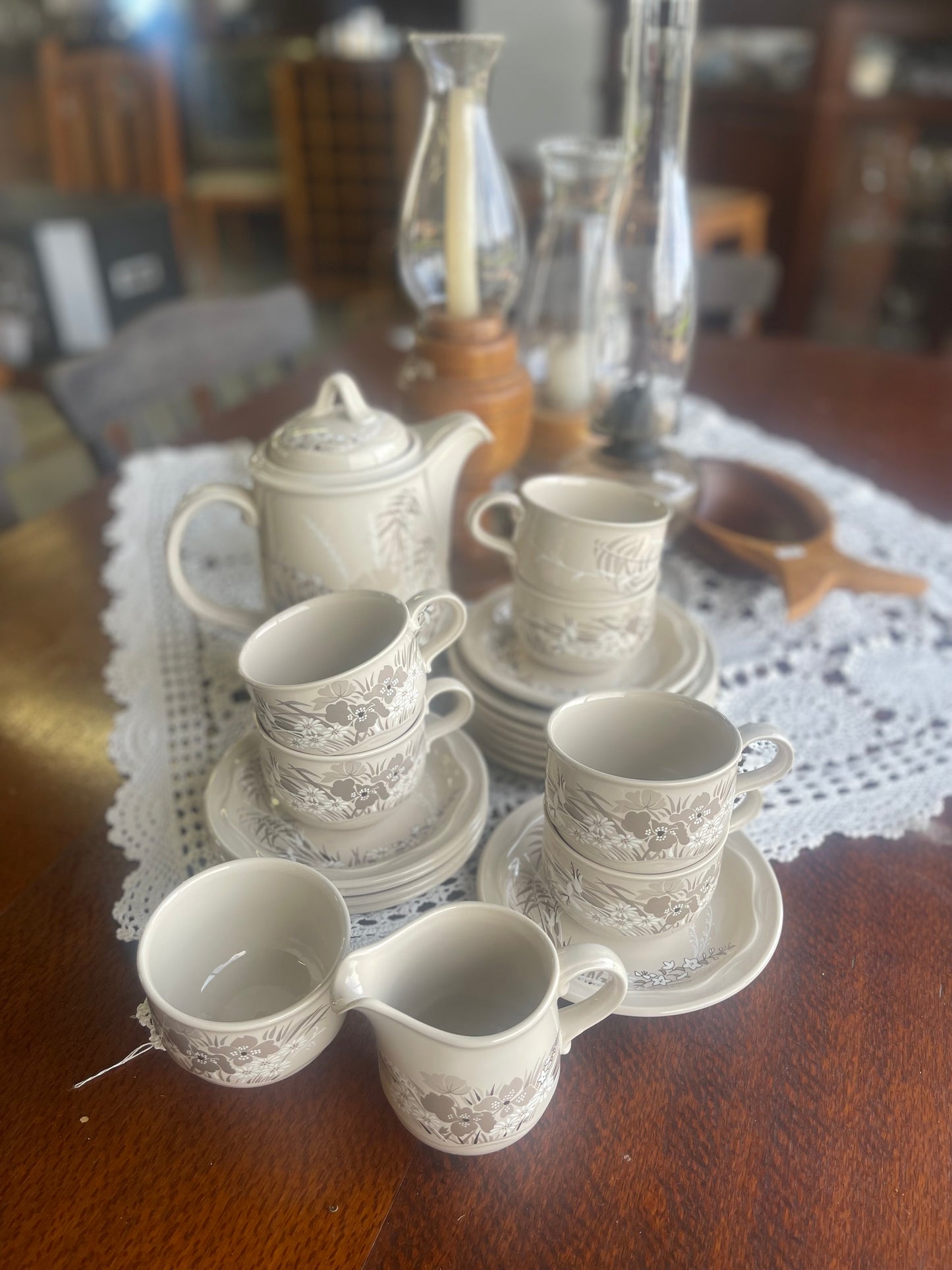 English Poole Pottery, Oven to Tableware “Mandalay” Coffee Set