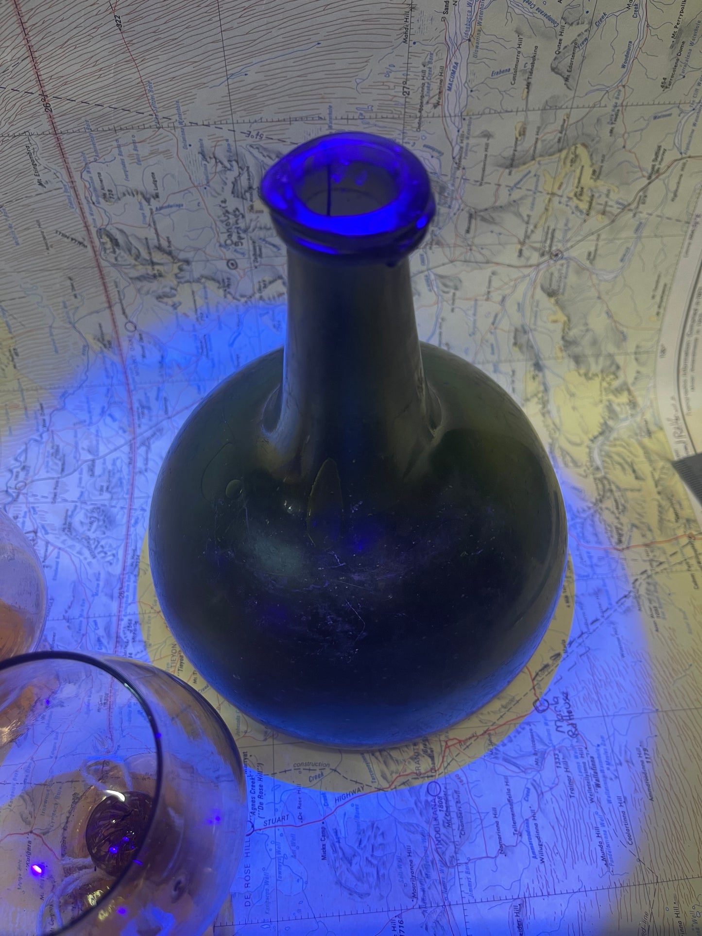 Antique Hand-Blown Dark Olive Green “Black Glass” Bottle