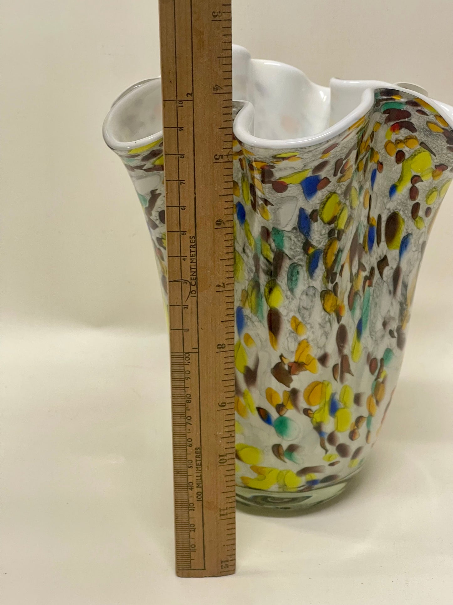 Large Mid-century Murano style confetti glass vase