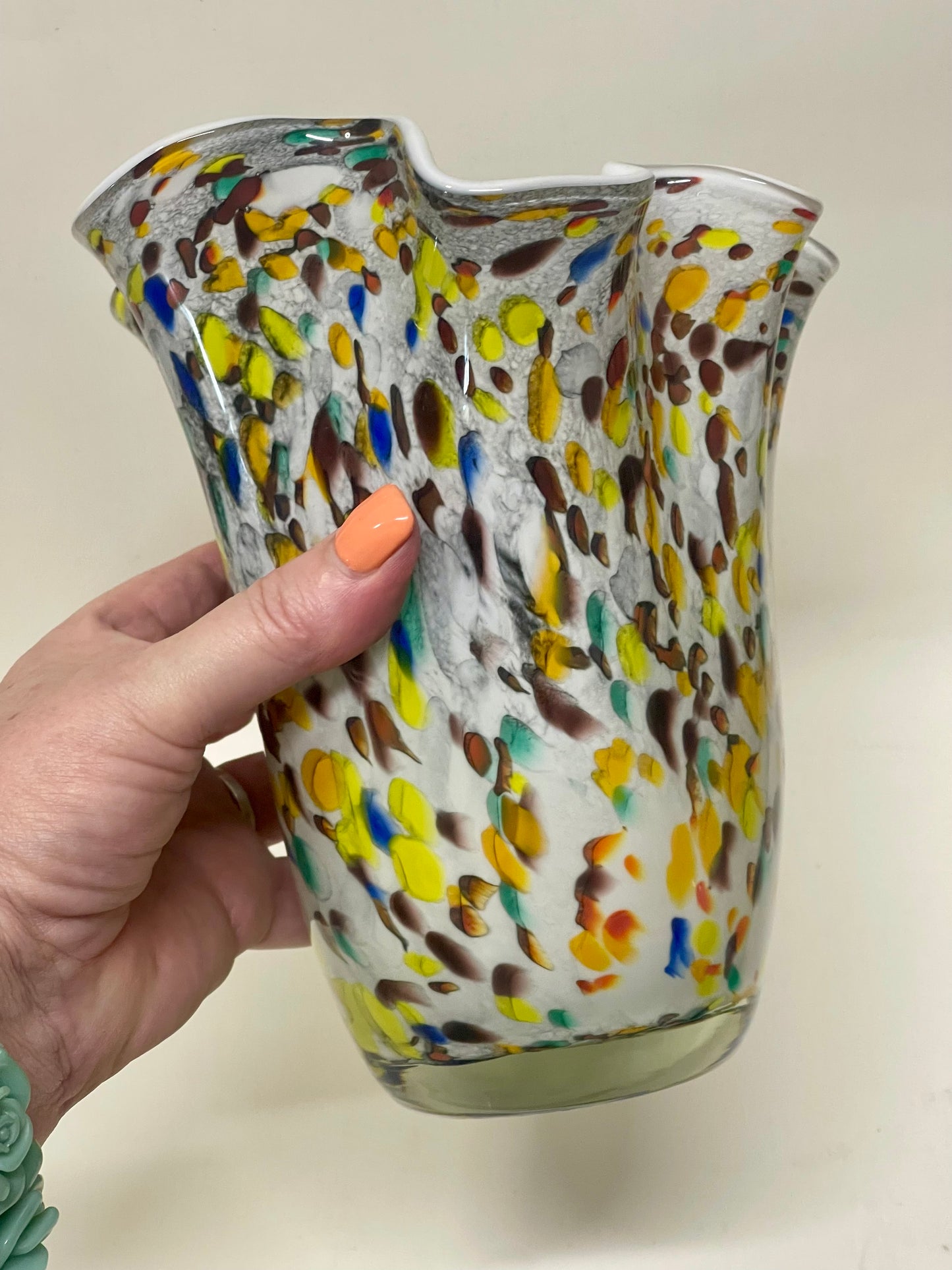 Large Mid-century Murano style confetti glass vase