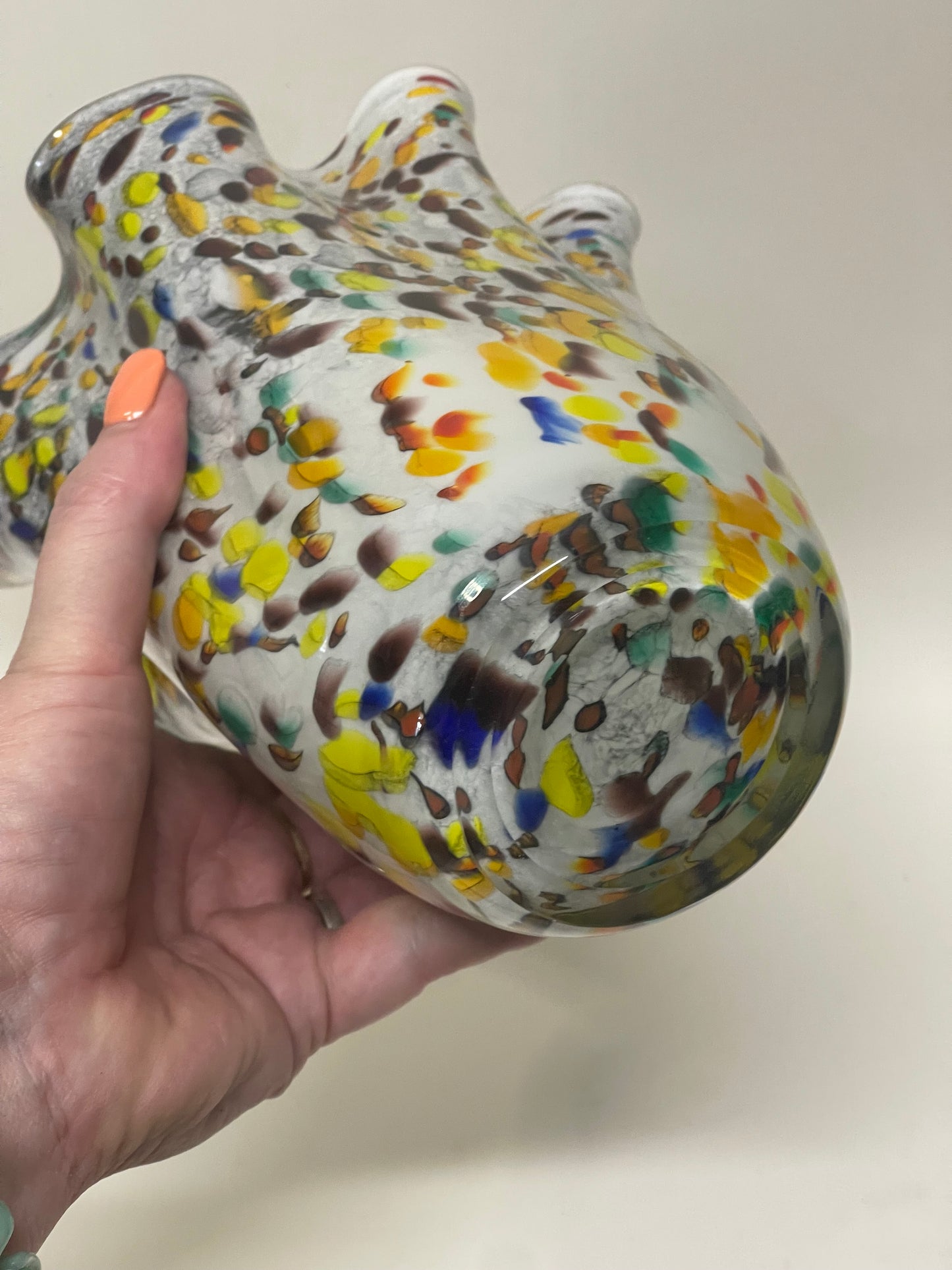 Large Mid-century Murano style confetti glass vase