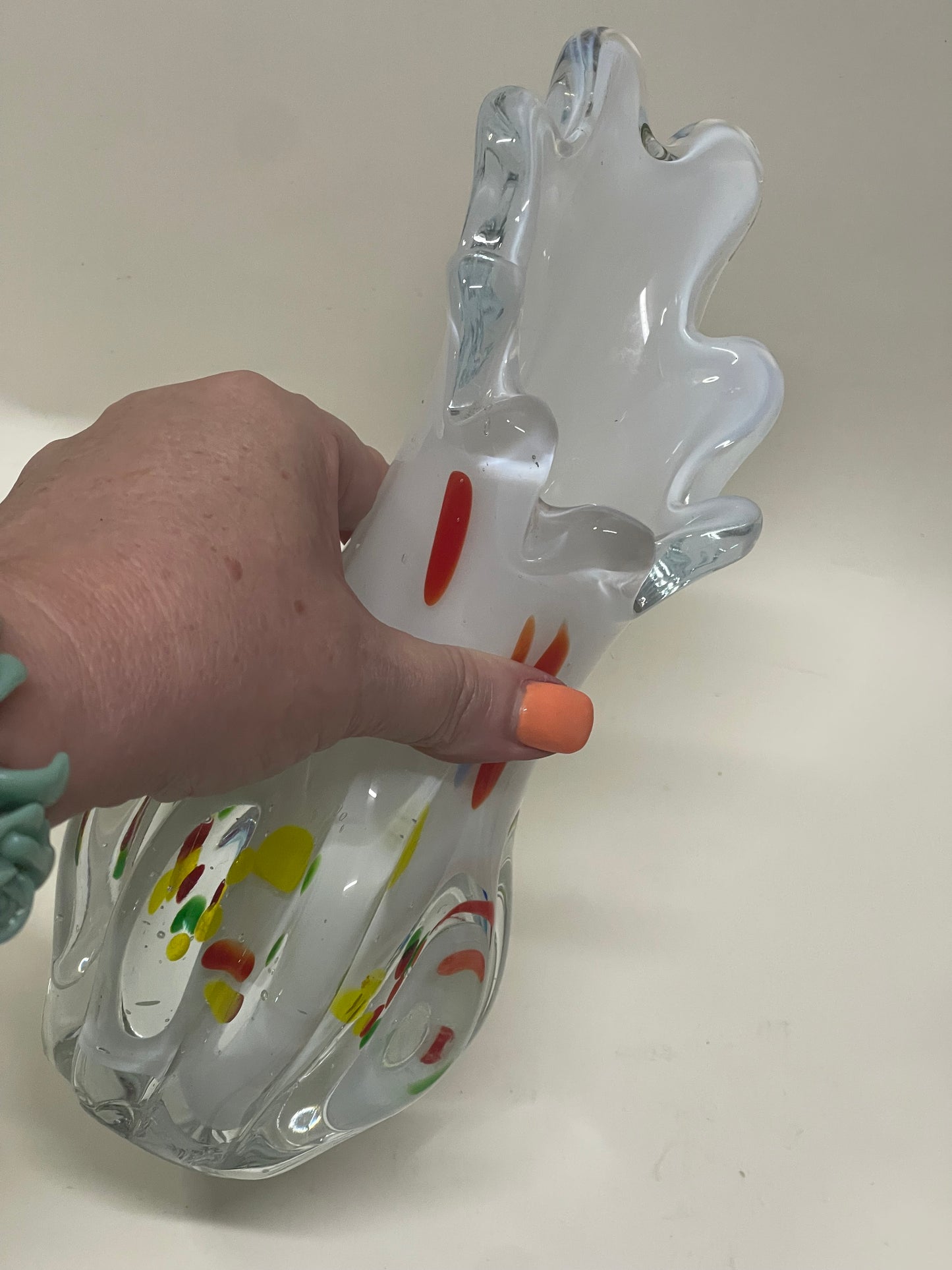 Mid-century Murano confetti glass vase