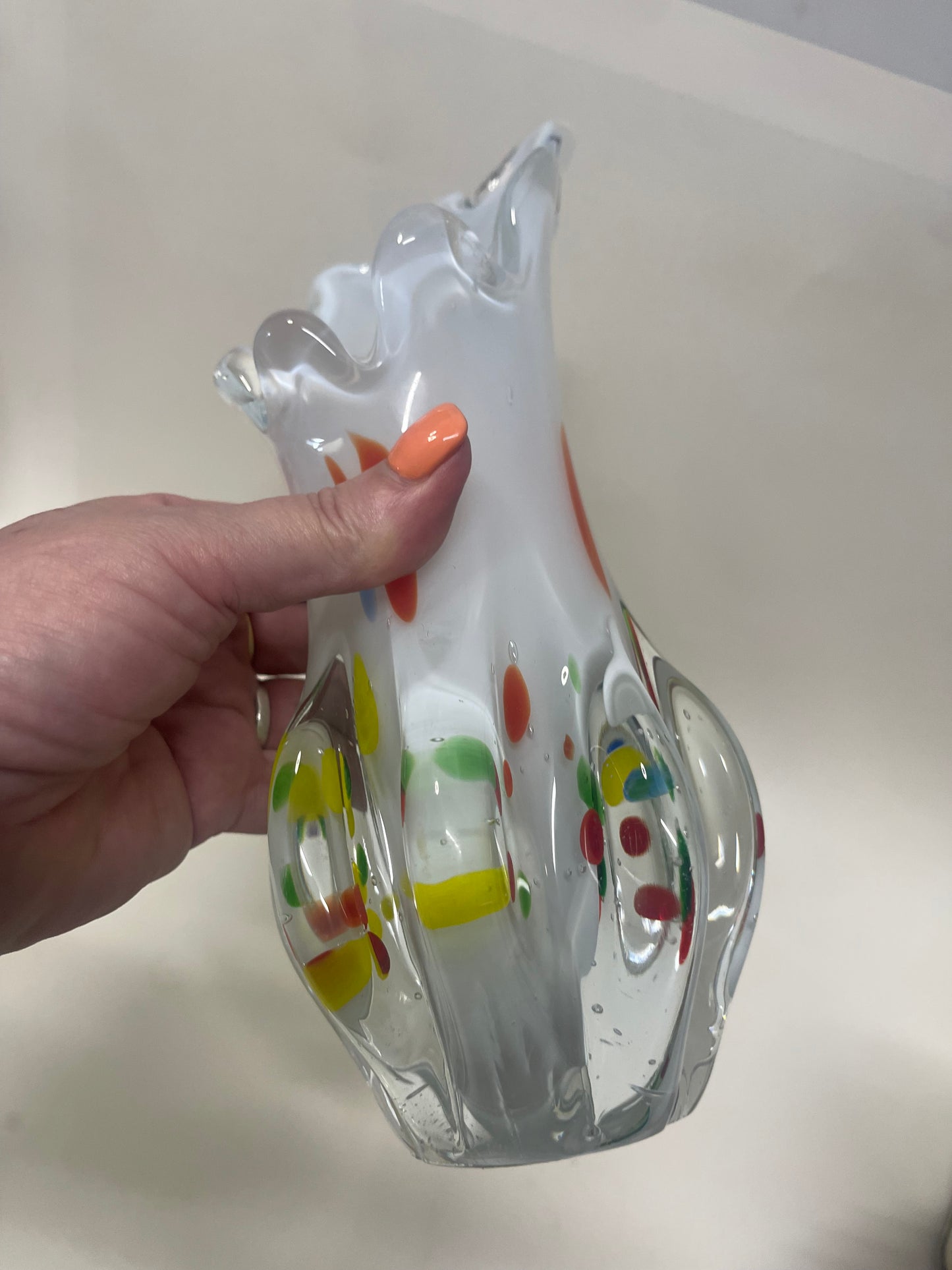 Mid-century Murano confetti glass vase