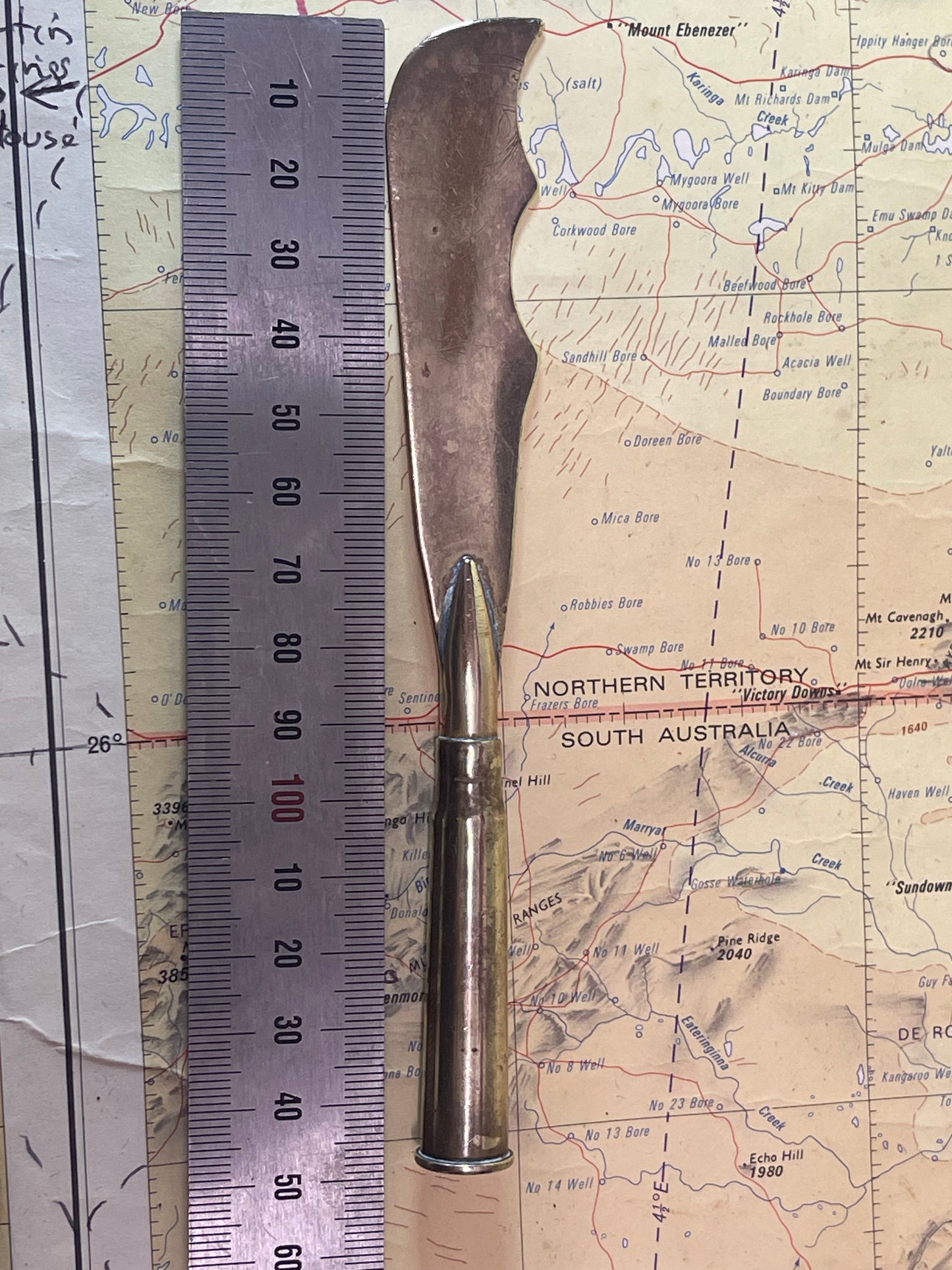 Vintage Brass Trench Art Letter Opener Made from Rifle Cartridge