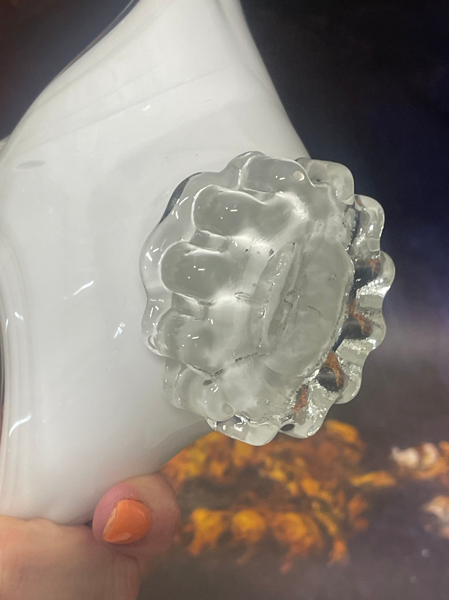 Mid-century Samero White Art Glass Sculpture Bowl