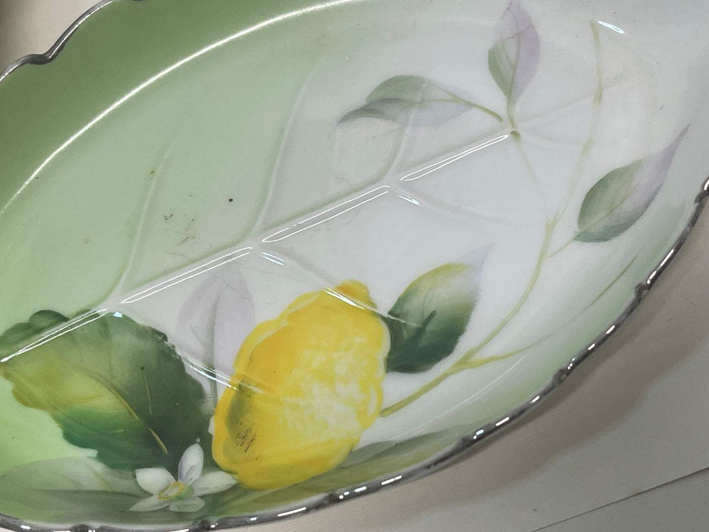 Vintage 1930s Noritake leaf shaped hand painted trinket dishes set of four