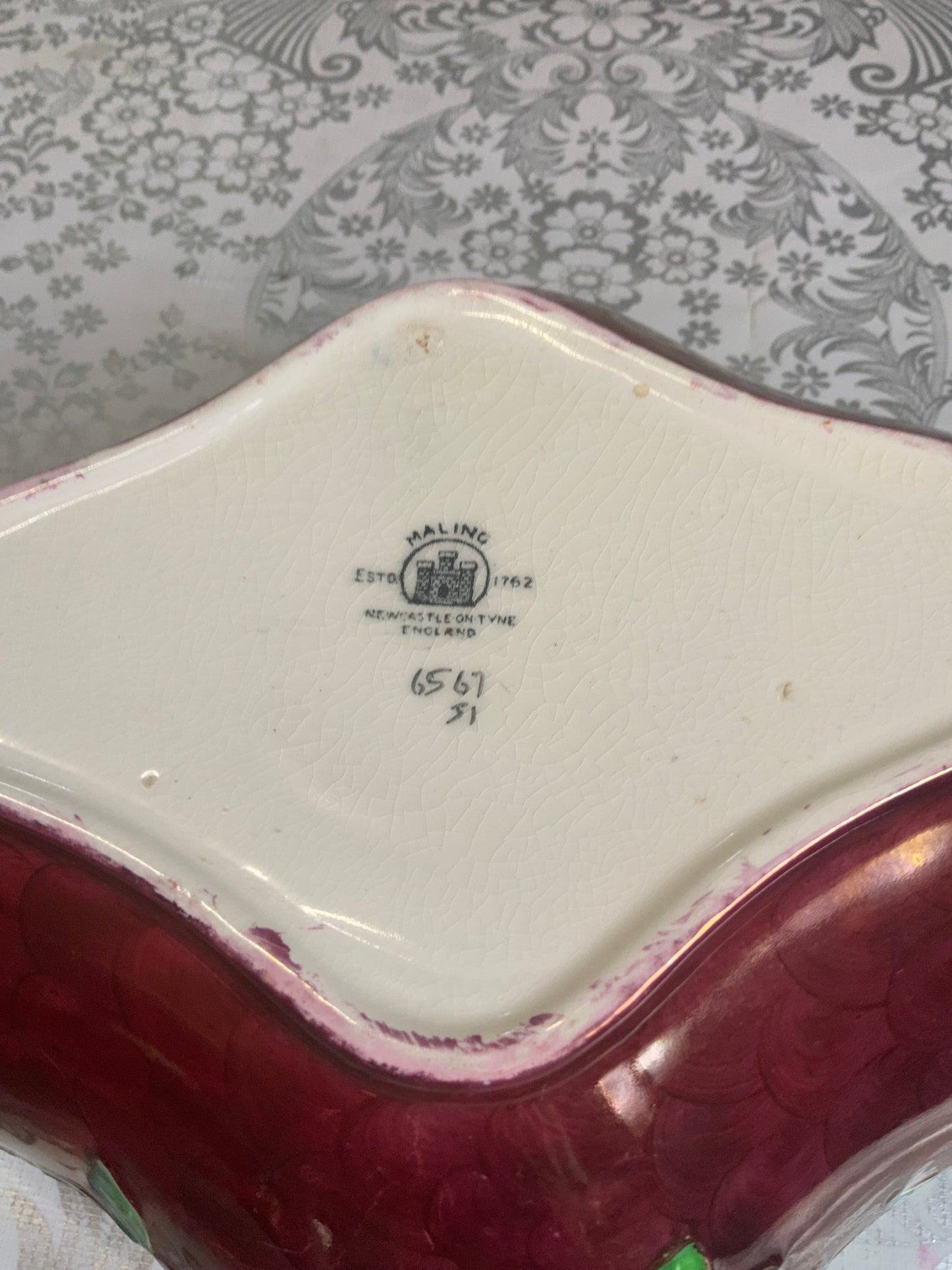 Vintage 1930s Maling Ware Jardiniere Planter – Purple & Blue Floral