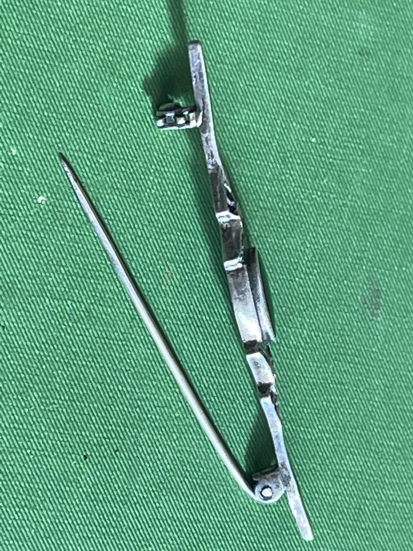 Vintage Silver And Onyx Bar Brooch