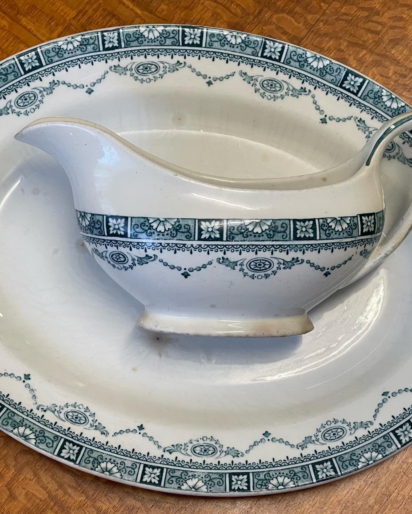 Antique Woods and Sons Gravy boat and plate