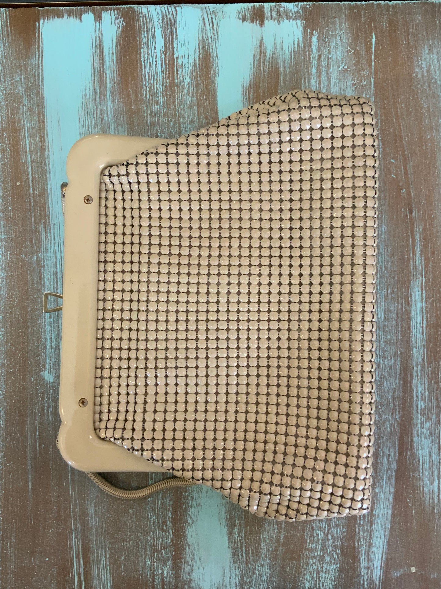 Vintage 60s Beige GloMesh Clutch Bag Large