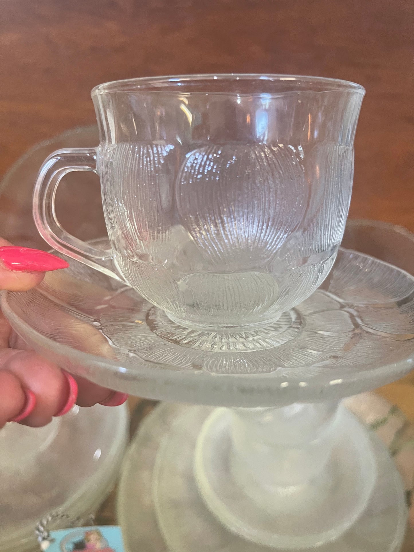 Vintage Arcoroc Fleur glass dinner set for 4
