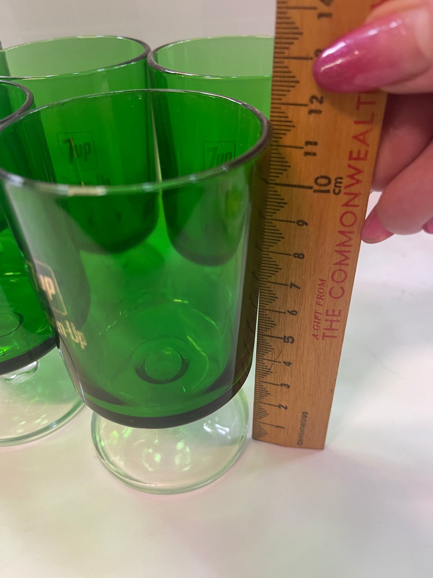 Vintage Collectable 7up Green Glasses – Luminarc Retro Advertising Soda Set