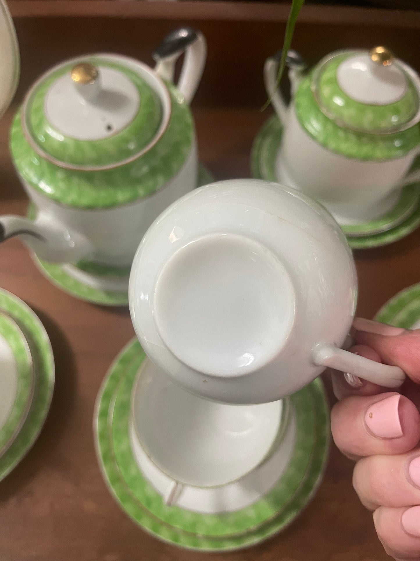 Vintage 1930s Green and white Japanese teaset
