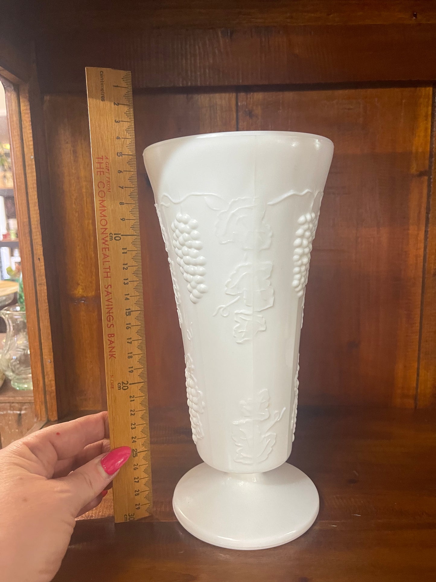 Large Vintage white milk glass vase