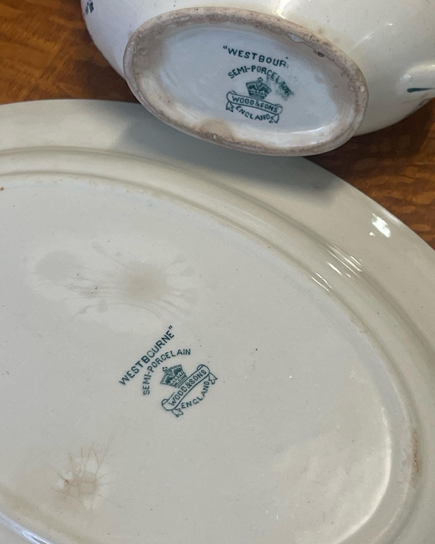 Antique Woods and Sons Gravy boat and plate