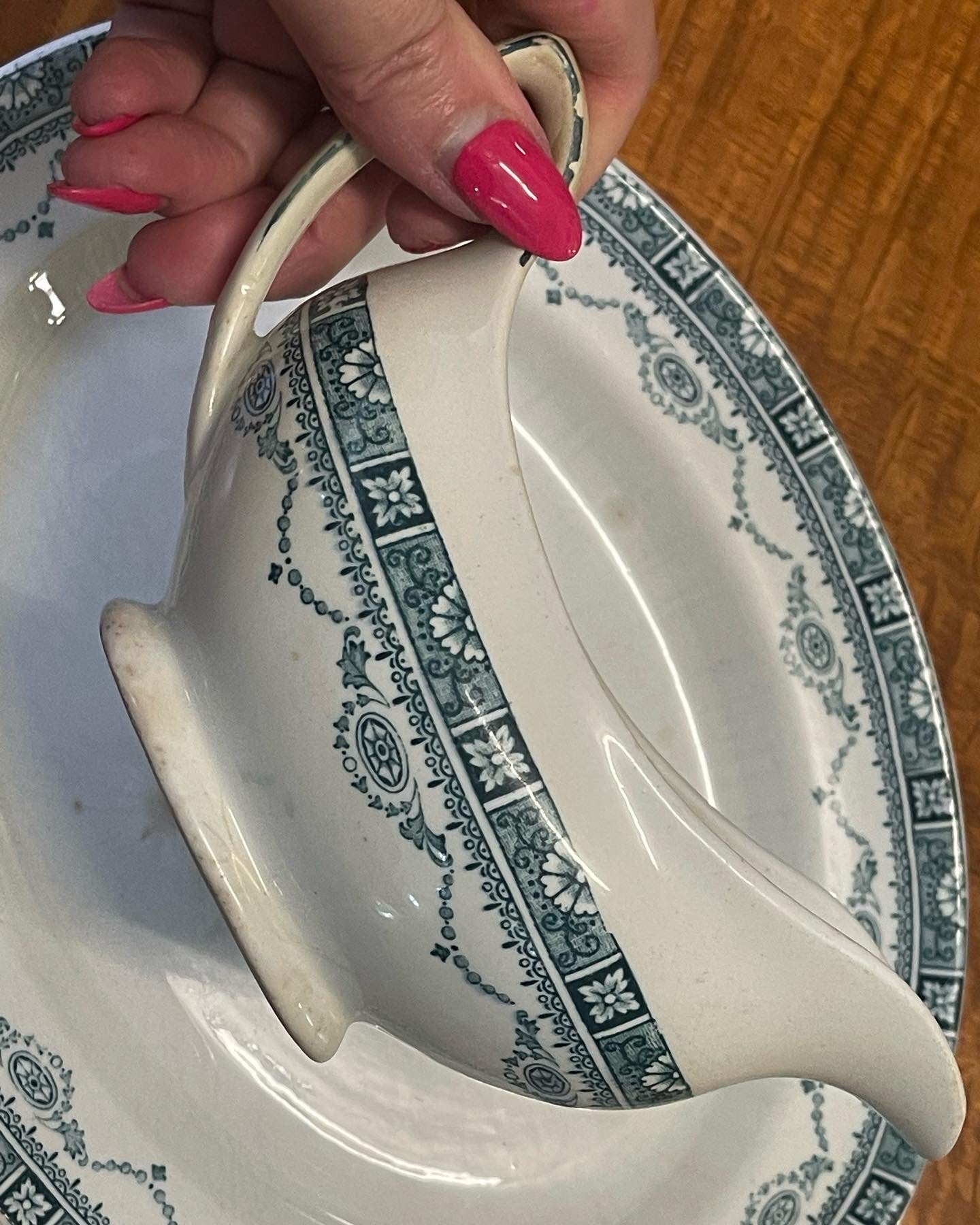Antique Woods and Sons Gravy boat and plate