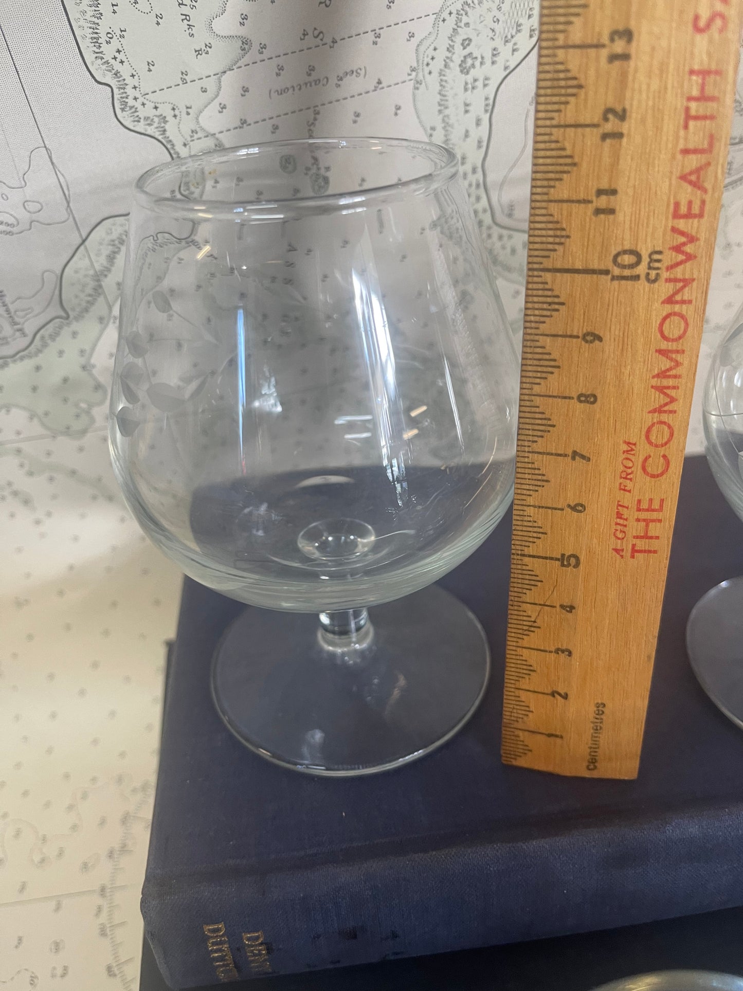 Vintage 1950s etched cut Crystal Brandy Balloons set of 4