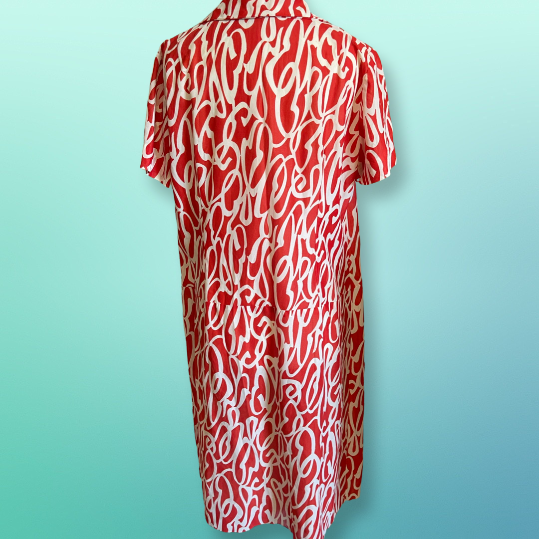 Vintage 70s Red and white Shirt Dress by Kenwall Size 18 110cm bust