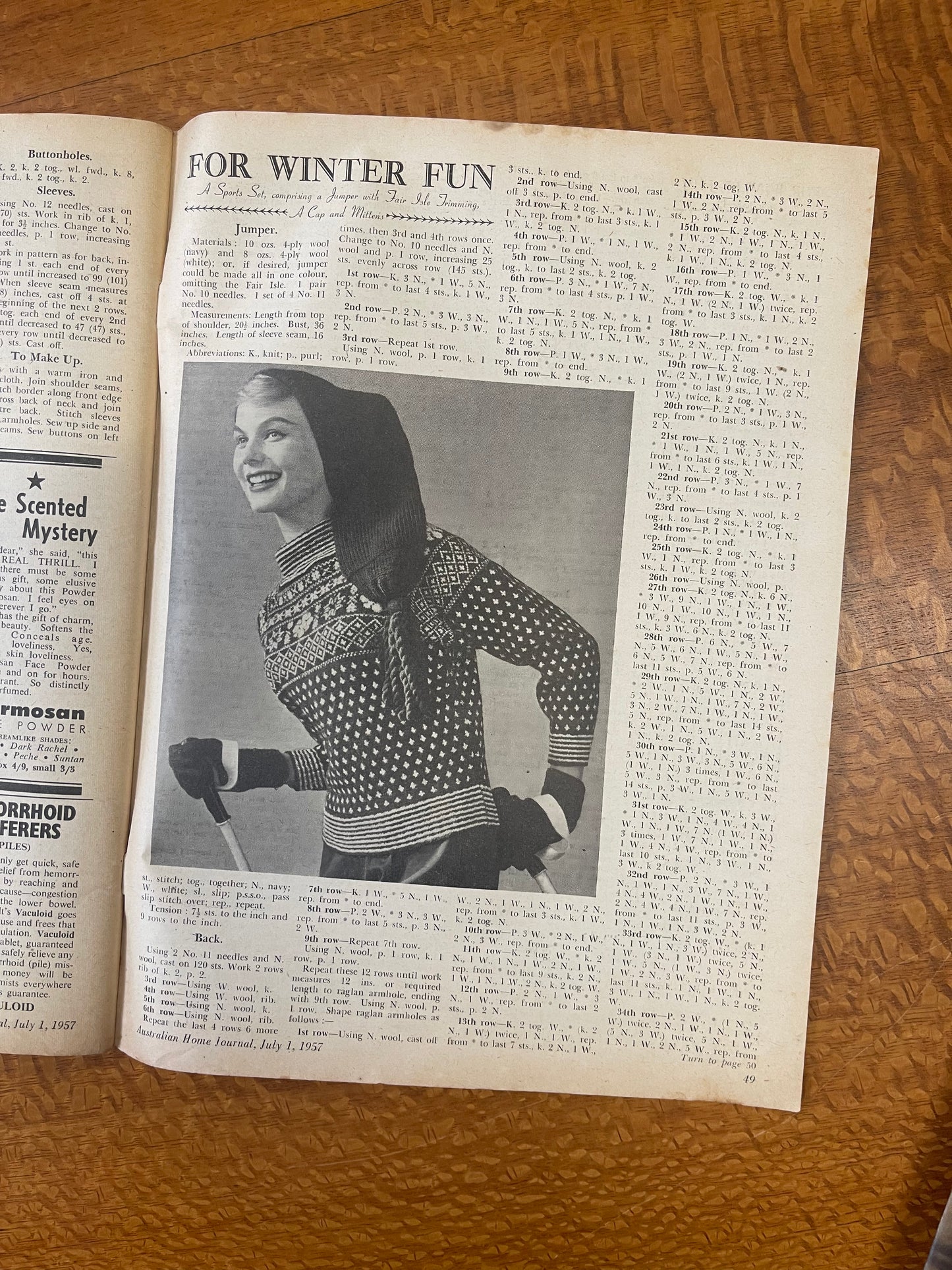 Vintage Australian Home Journal Magazine - July 1 1957 - Includes Patterns