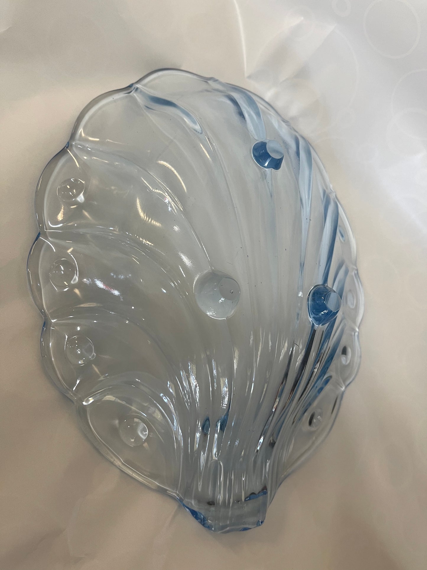 Vintage Art Deco depression glass pale blue shell Bowl
