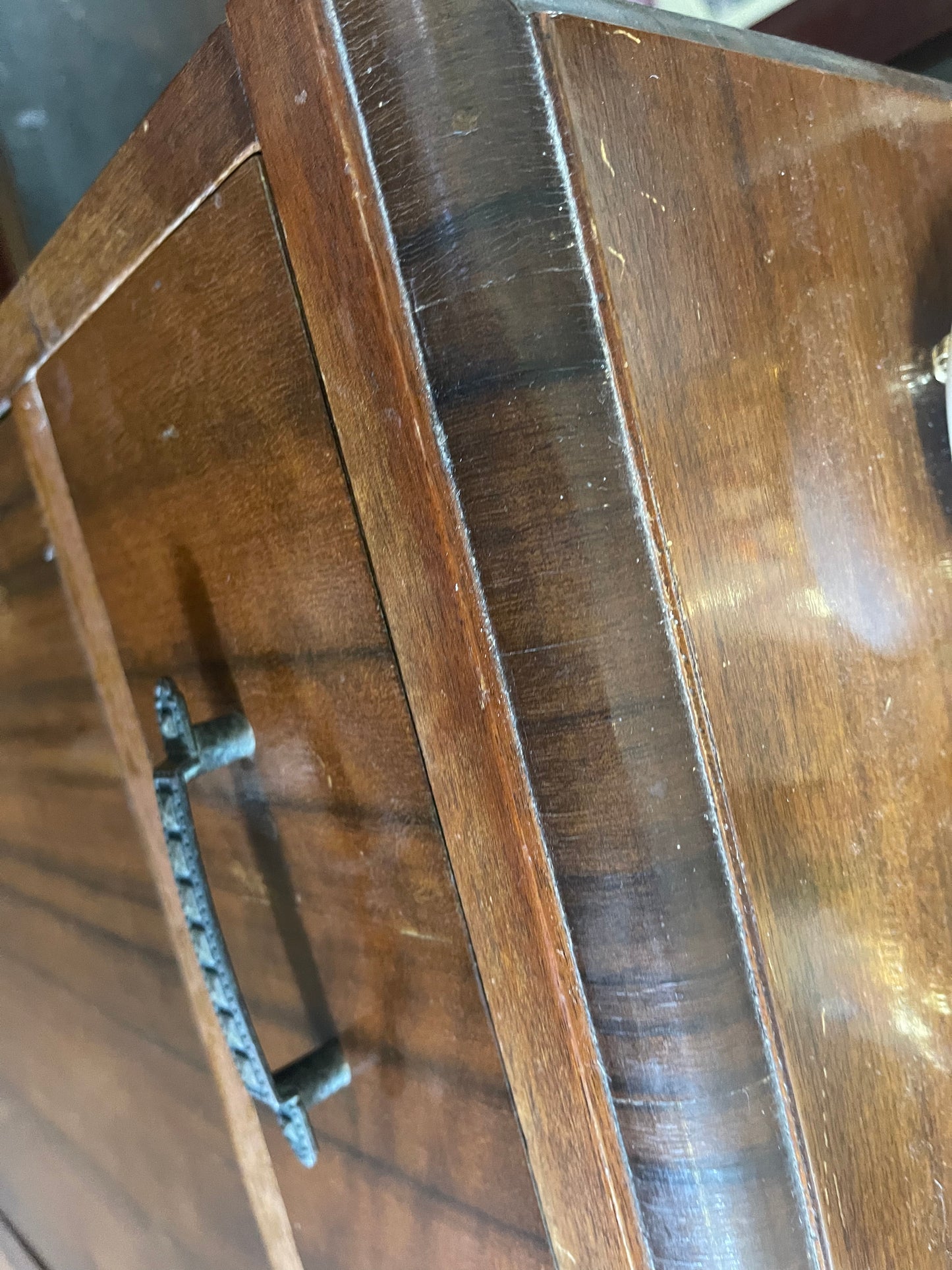 Vintage 1940s Art Deco Timber sideboard with Leadlight