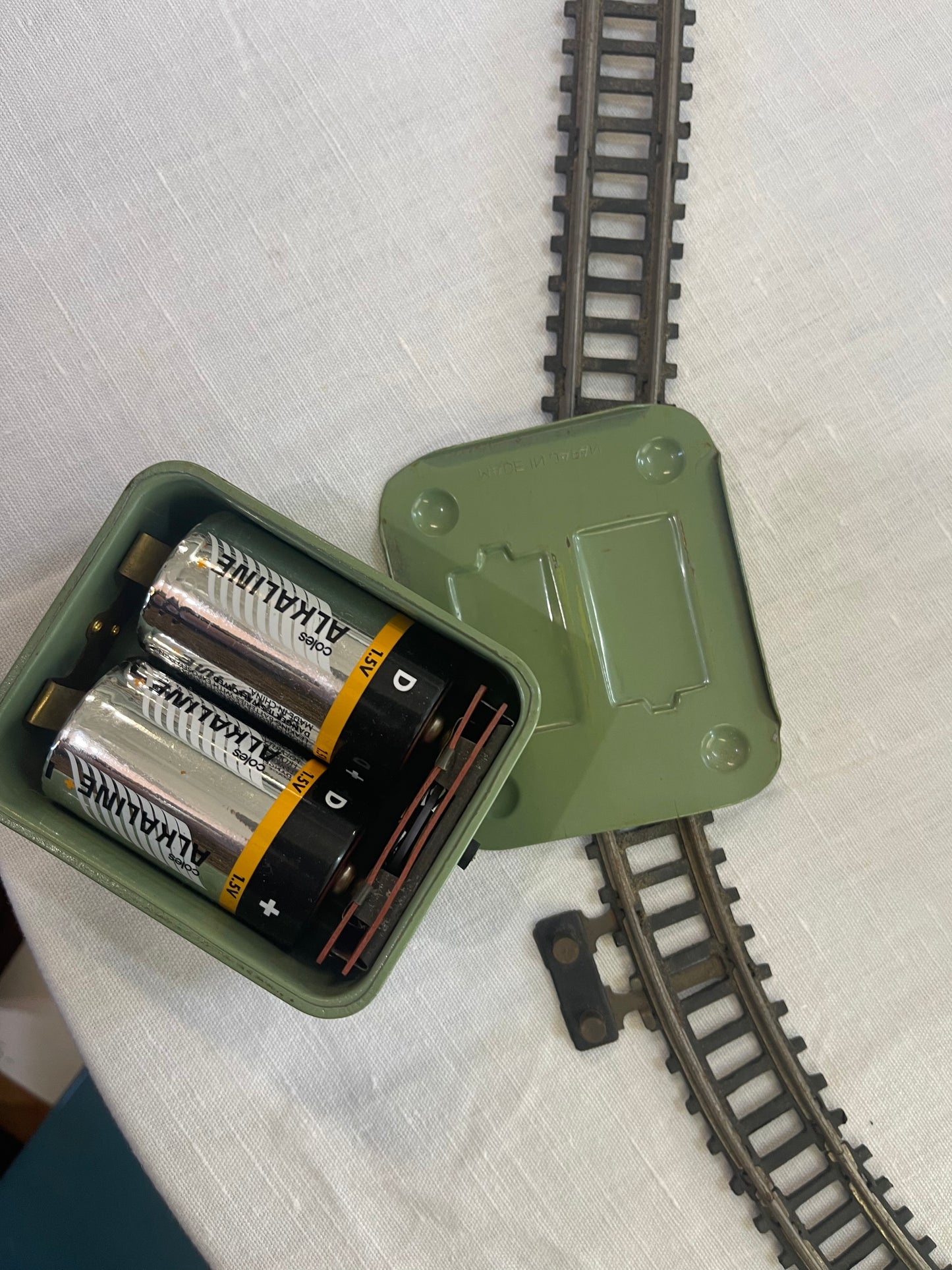 Vintage Santa Fe freight train Battery Japan Tin Toy Train with track