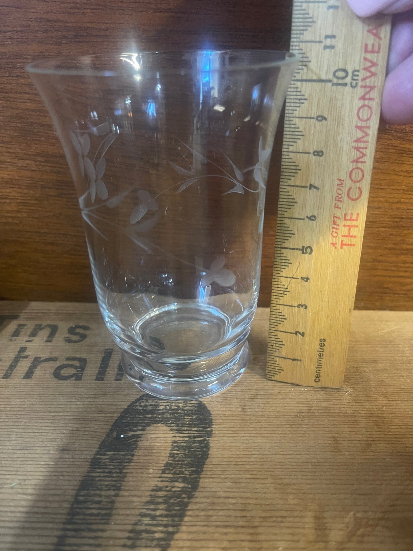 Vintage 1950s etched cut Crystal water Glasses set of 6