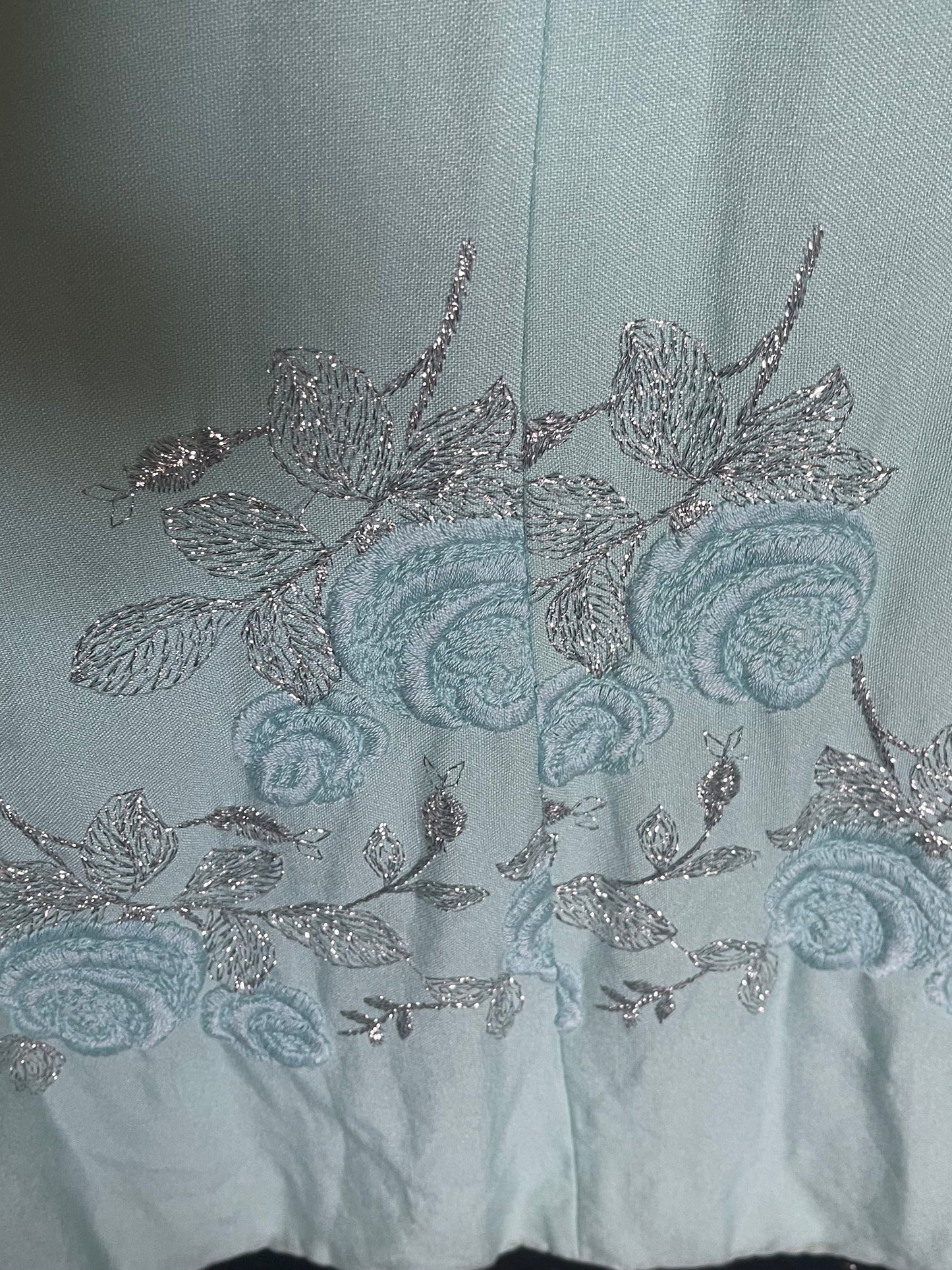 Vintage 60s pale blue Maxi dress Dress with embroidery Size 10