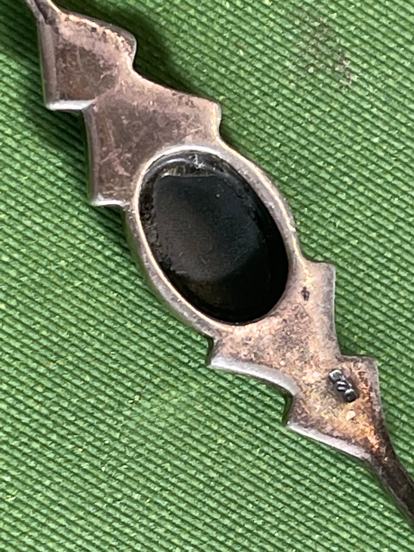 Vintage Silver And Onyx Bar Brooch