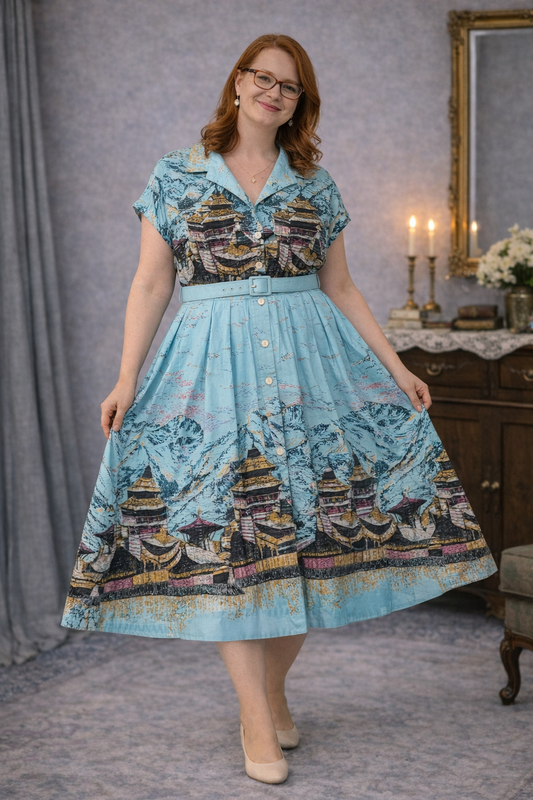 Retrospec’d “Connie” Oriental Teahouse Dress – Blue (Size 20, NWT)